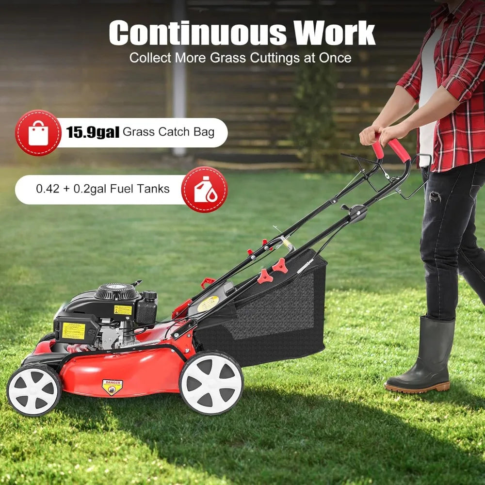 Gas Lawn Mower 140cc Self Propelled 3in1 Bag Heavy Duty