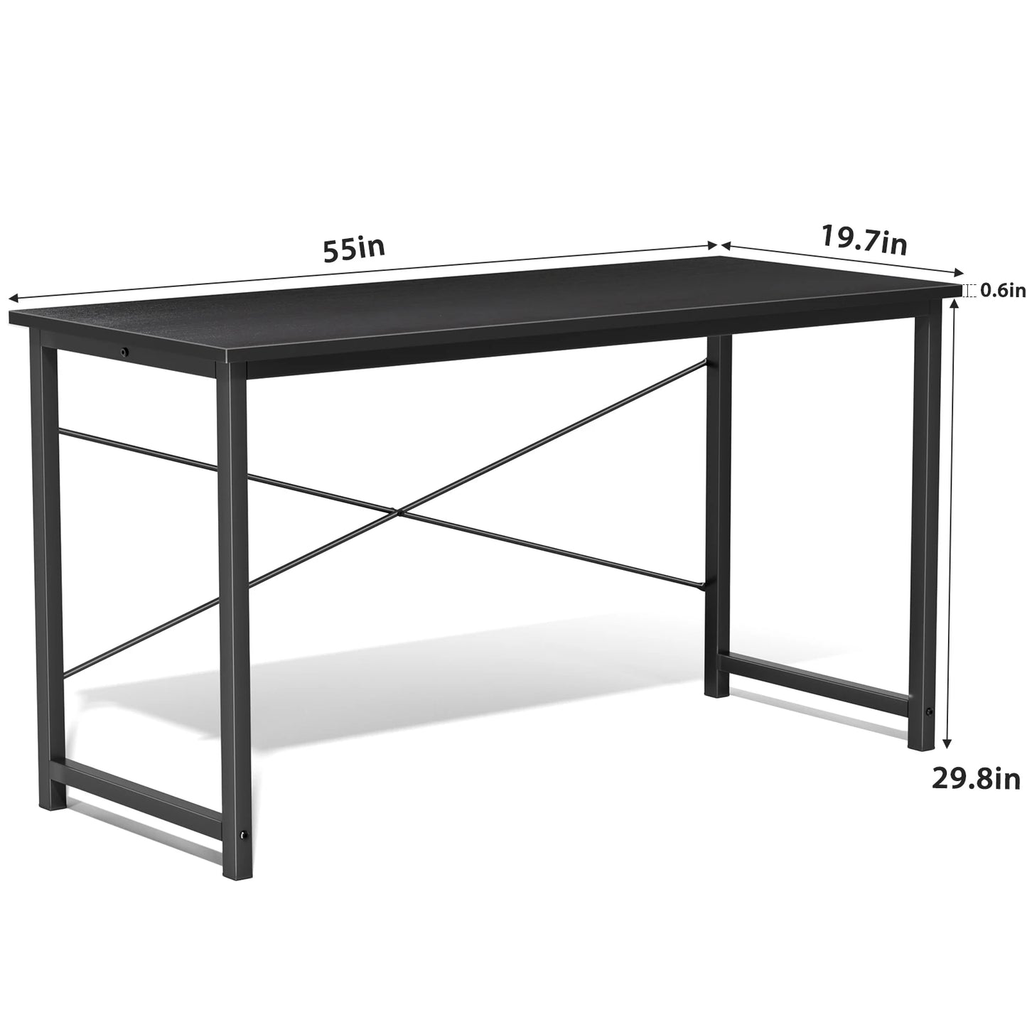 JHK Computer Desk Modern Wood Table With Metal Frame