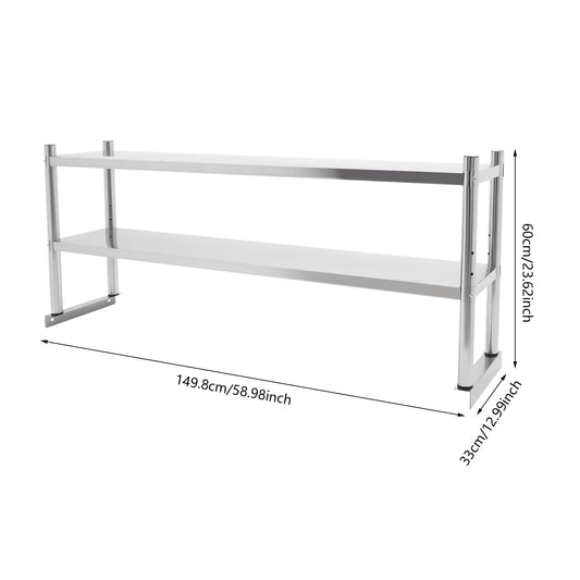 Stainless Steel Two Tier Adjustable Shelving Unit For Kitchen