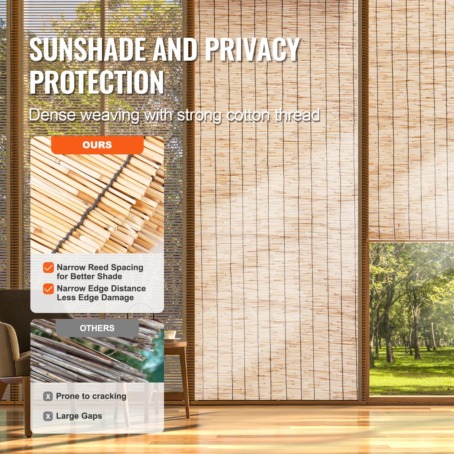 SucceBuy Natural Reed Fencing Roll For Outdoor Backyard Patio Divider