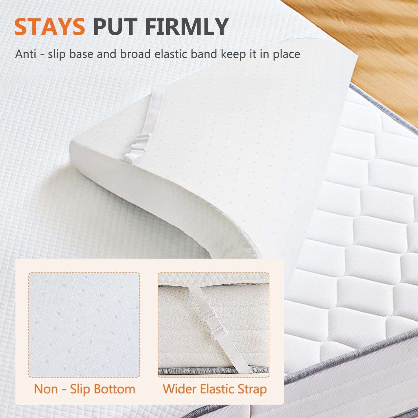 JHK 4 Inch Memory Foam Mattress Topper With Cooling Gel