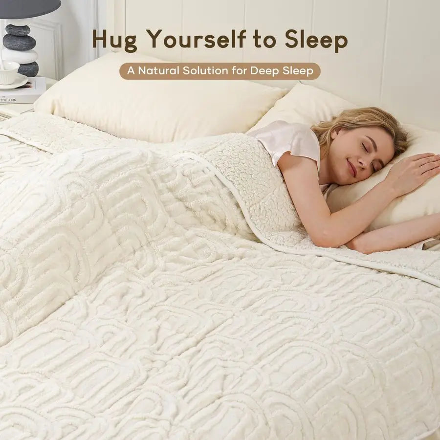 Weighted Blanket For Adults 15 Lb Jacquard Sherpa Fleece Relax