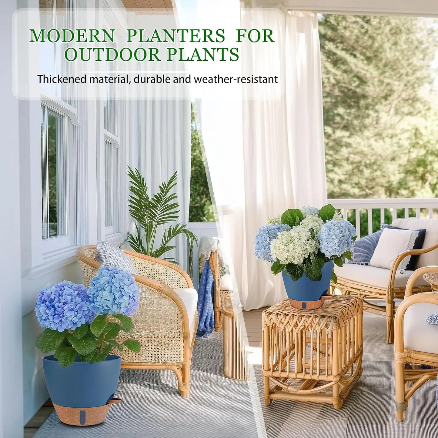 Self Watering Planter Set For Indoor Outdoor Plants With Drainage