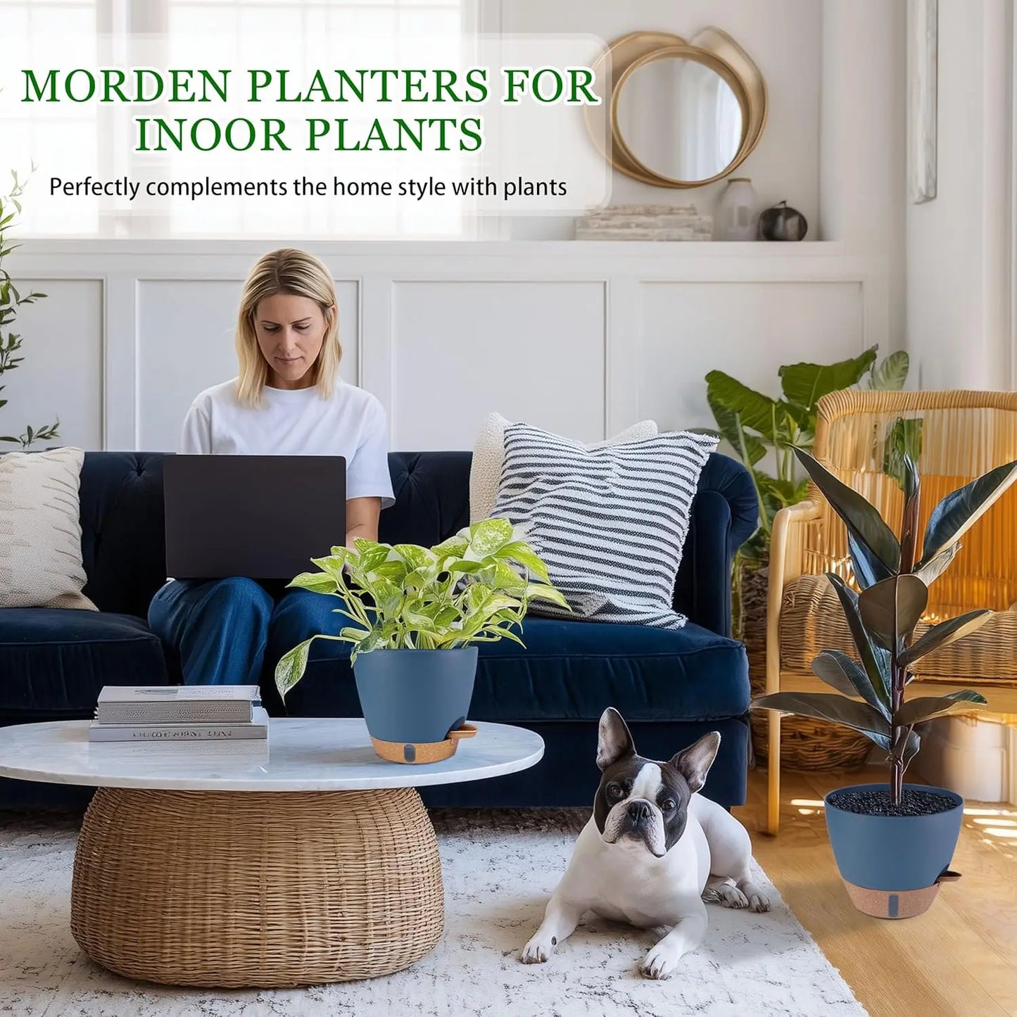 Self Watering Planter Set For Indoor Outdoor Plants With Drainage