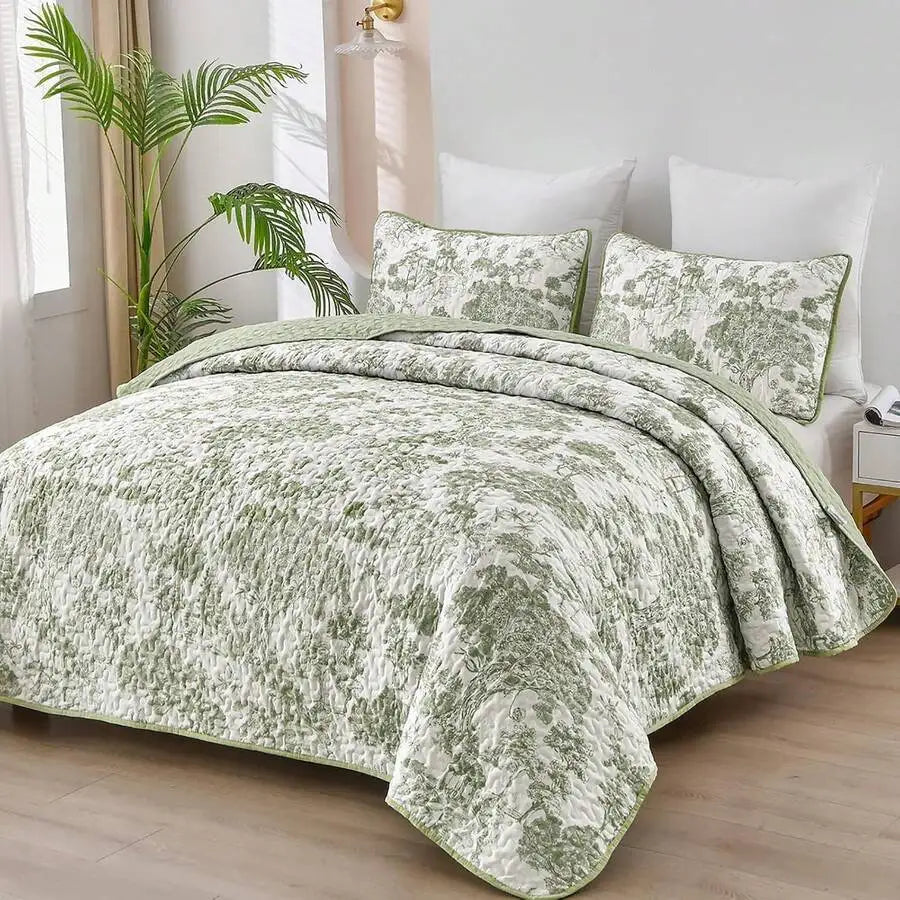 Yellow Paisley Quilt Set 3 Pieces Coverlet Bedding
