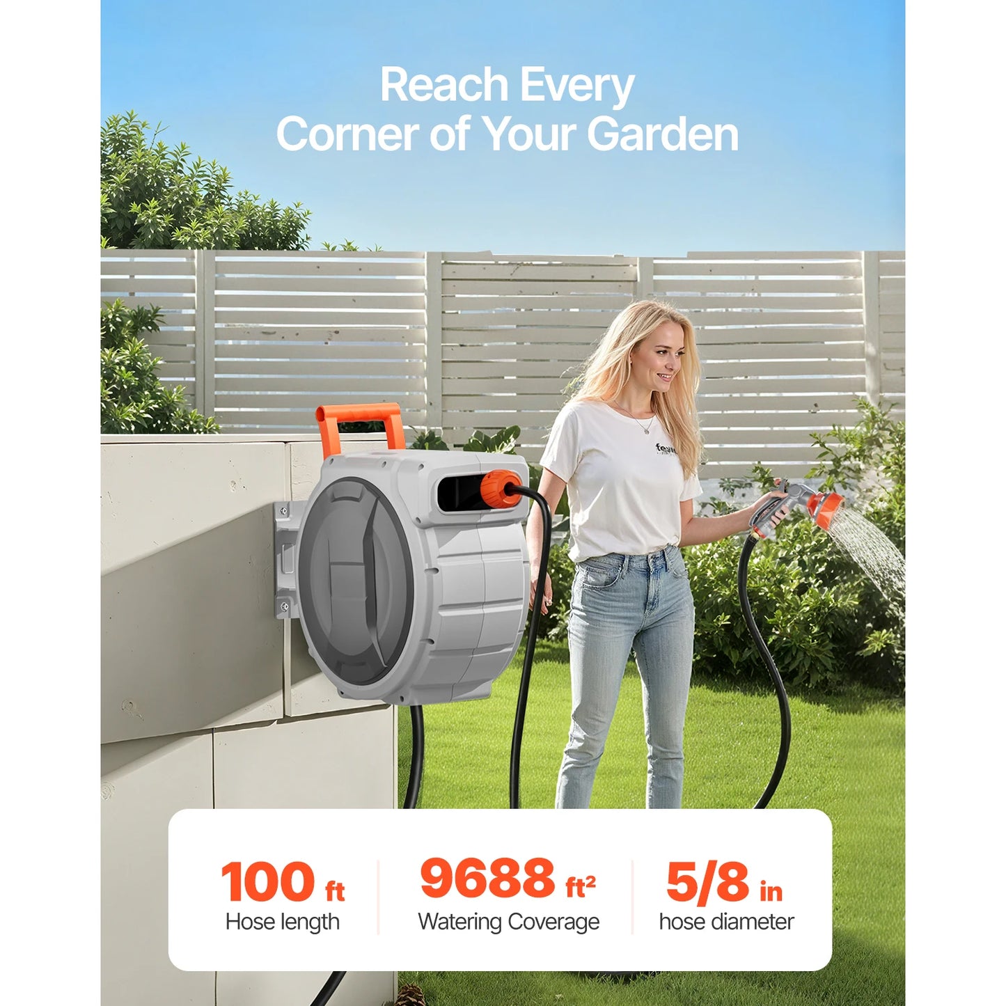 Succebuy Retractable Garden Hose Reel With Nine Patterns Nozzle