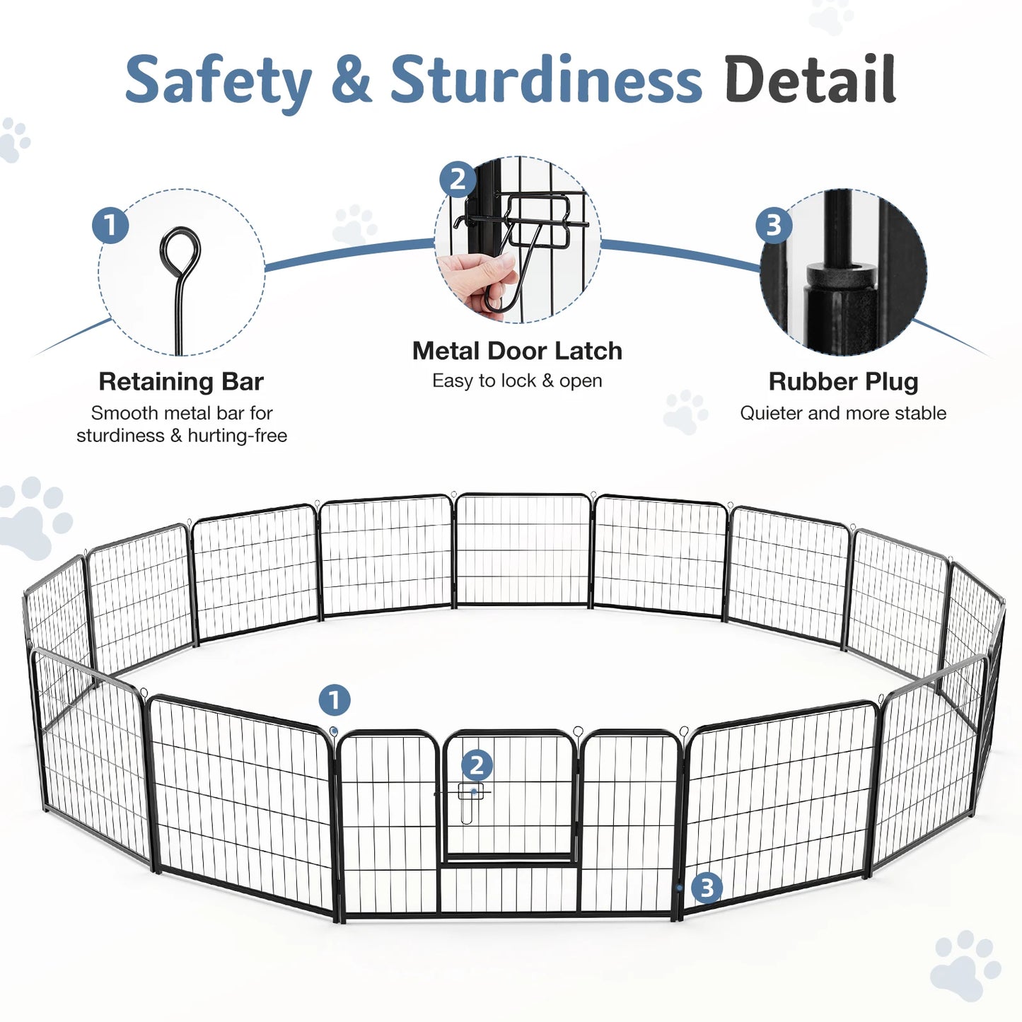 JHK 16 Panel Foldable Dog Playpen For Indoor And Outdoor Use