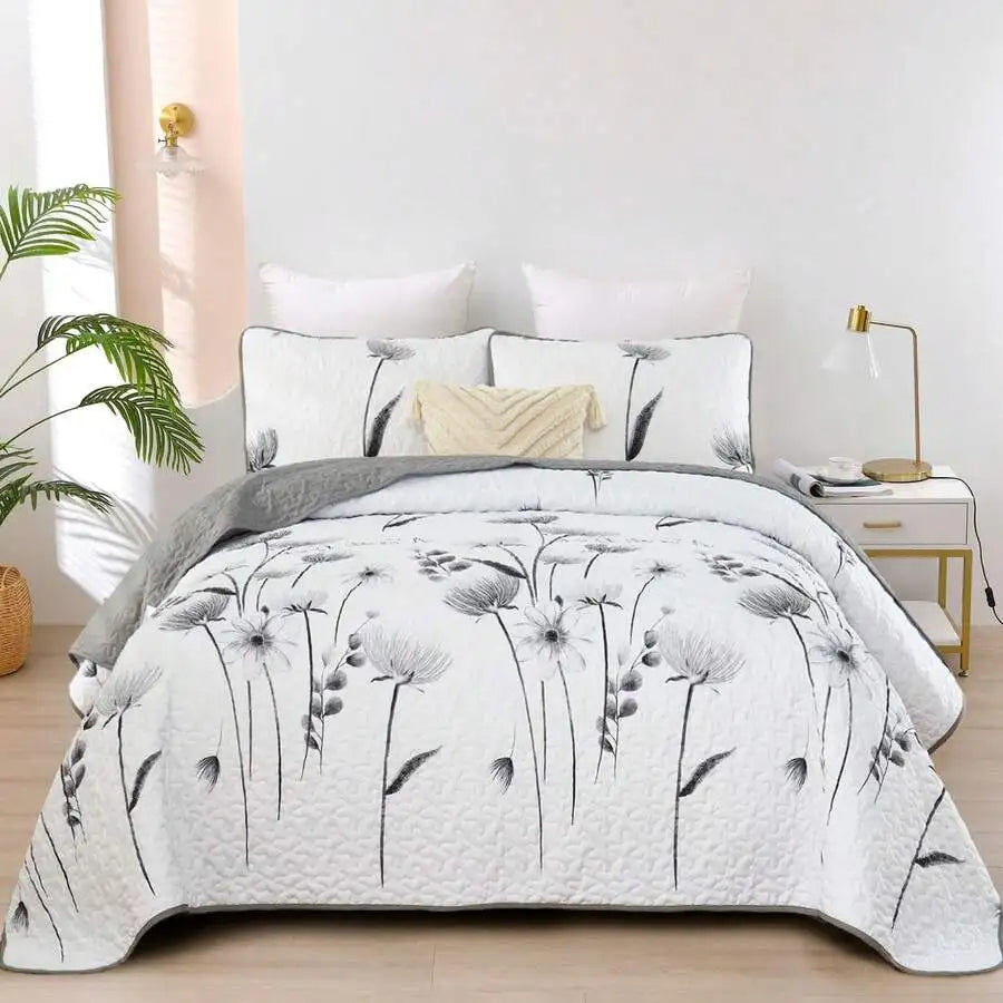 Yellow Paisley Quilt Set 3 Pieces Coverlet Bedding