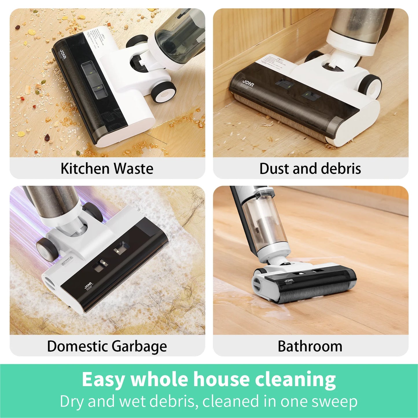 JONR ED12 Wet Dry Smart Vacuum Washing Cleaner Wireless Washing Floor Cleaner/Mop Water