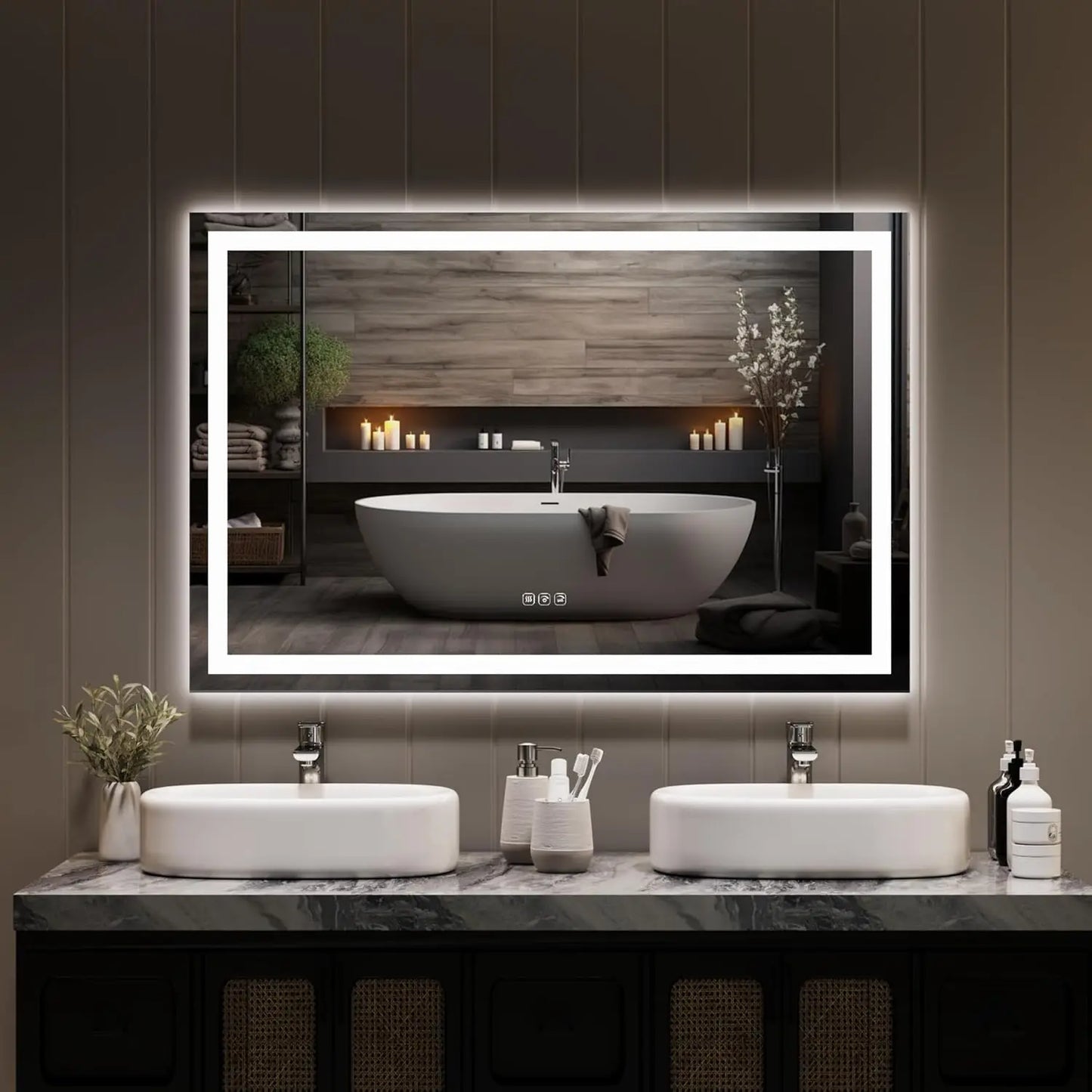 Twister.Ck Wall Mounted Frameless Front And Backlit Bathroom Mirror