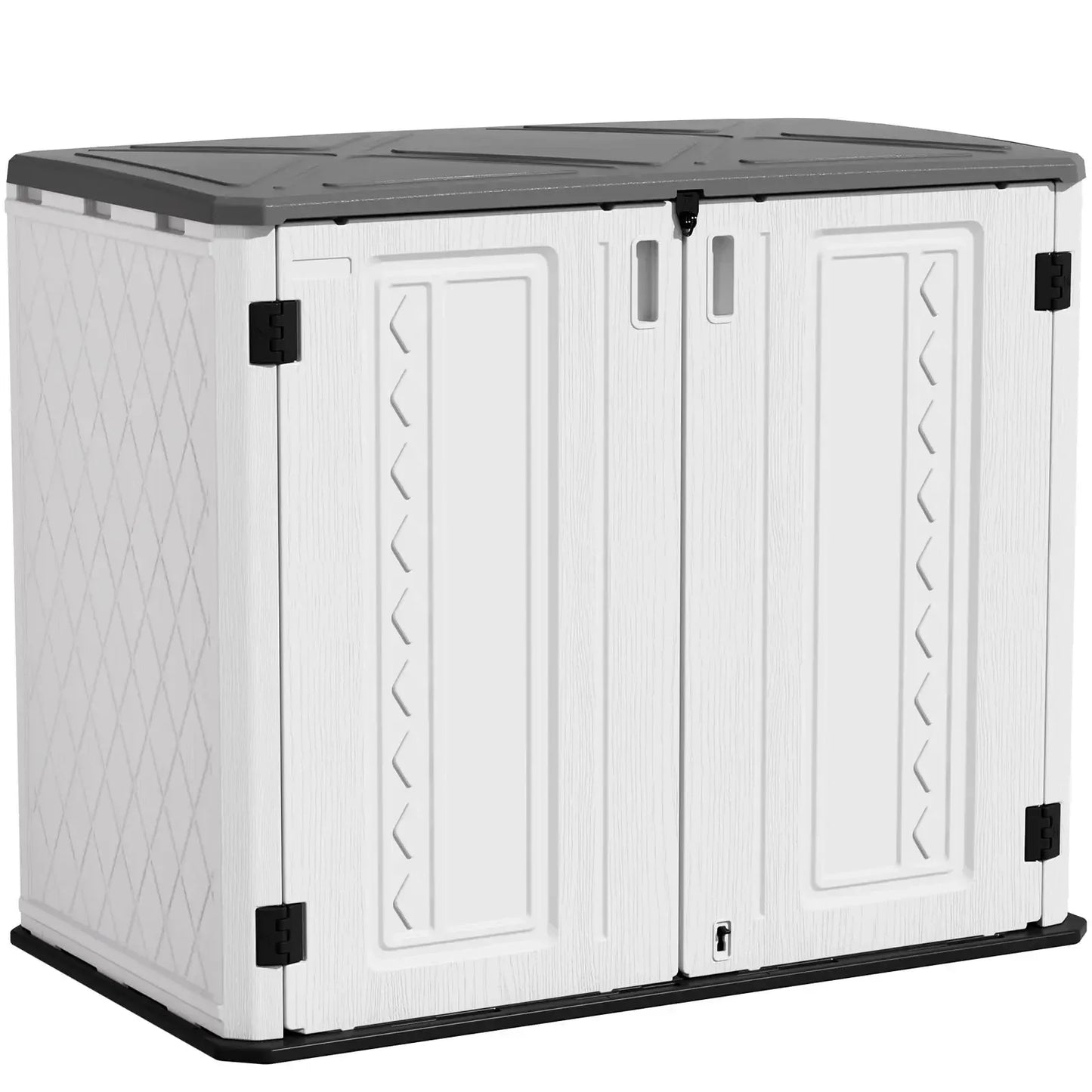 ZZM Large Outdoor Storage Shed, 48 Cu Ft Resin Versatile Storage Cabinet for Patio Accessories, Trash Cans &Garden Tools,Durable