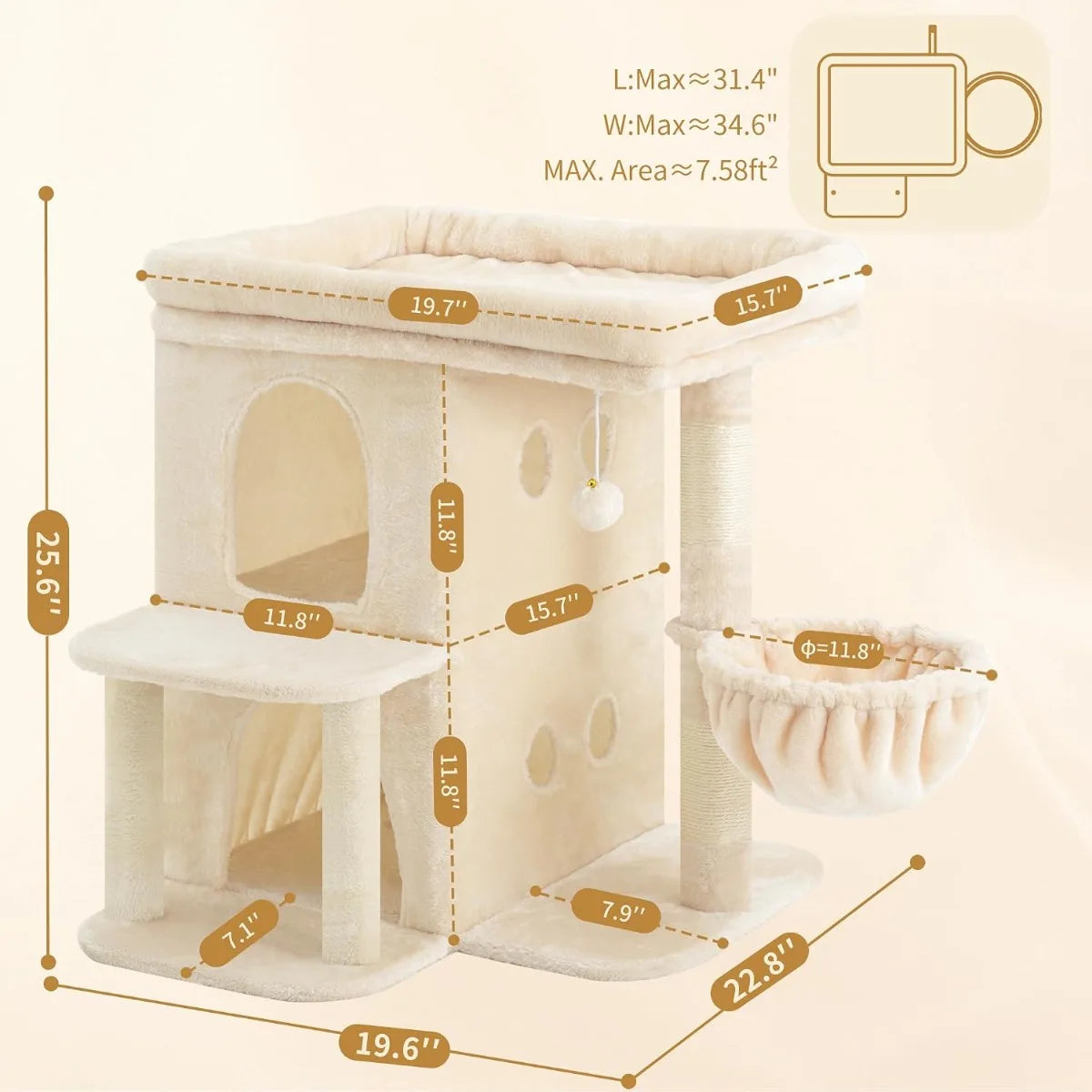 NBVCX Cat Tower With Large Perch, Dual Condos, Sisal Posts