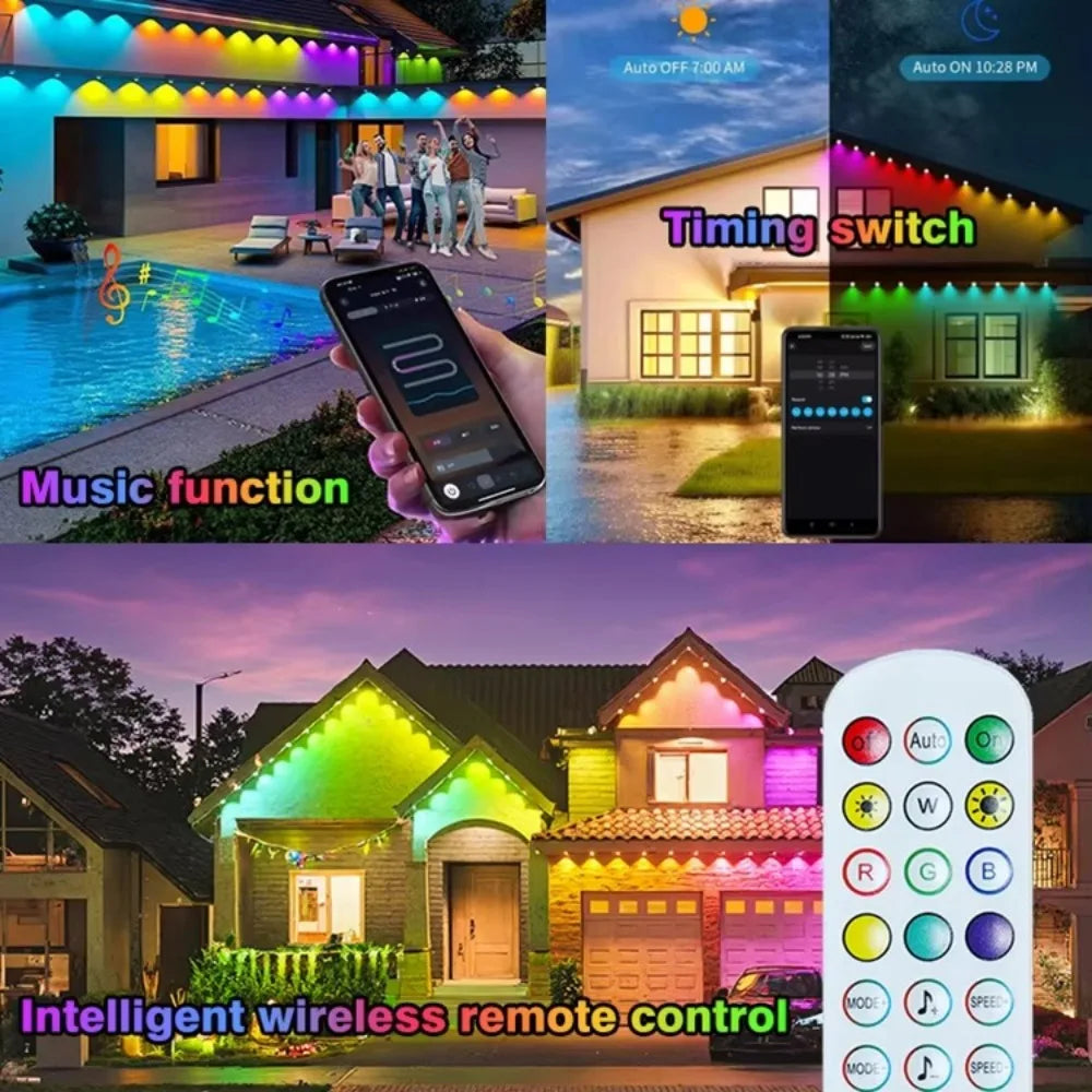 MIMIRGB Smart Outdoor Lights IP67 Eaves String With App