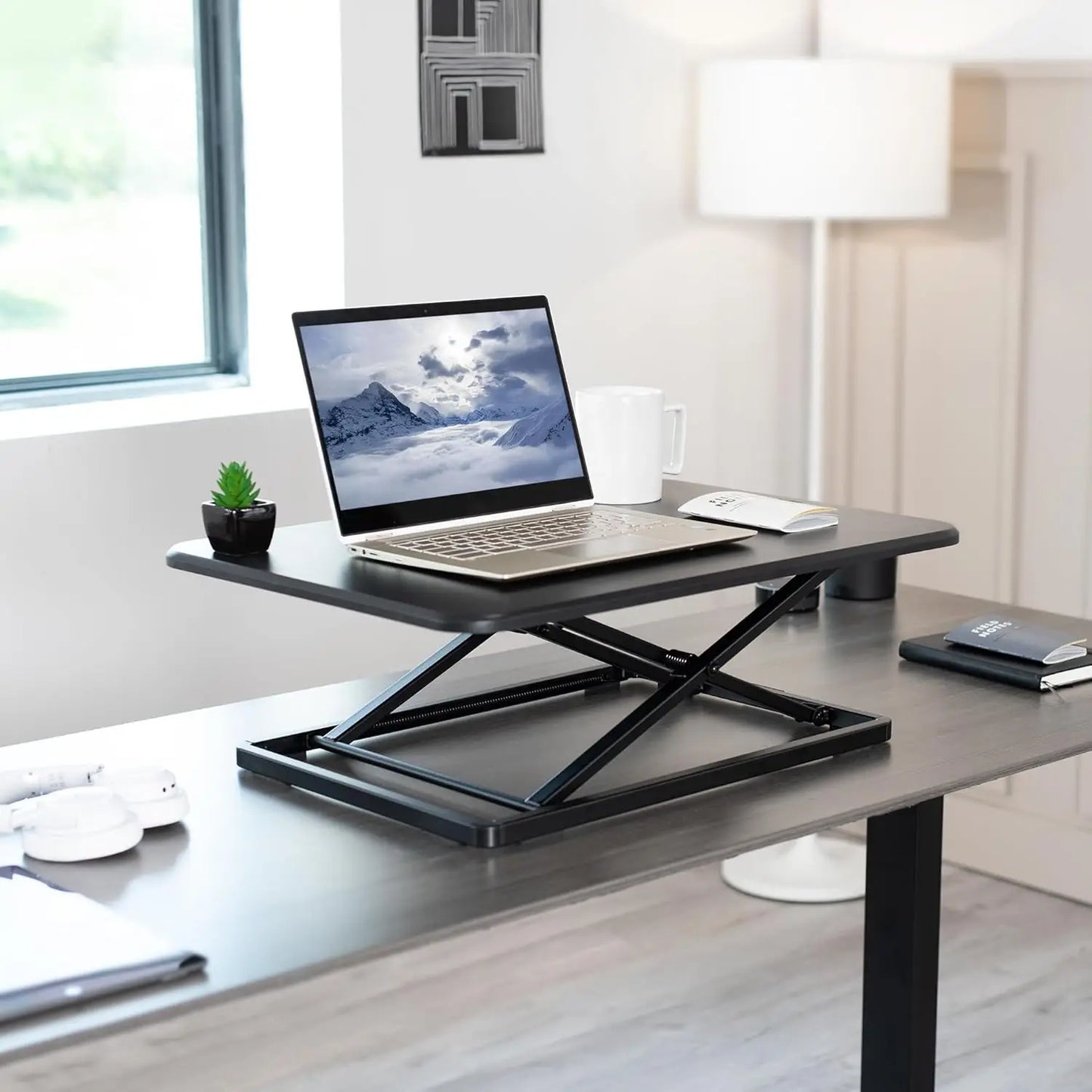 Ultra Slim Single Top Height Adjustable Standing Desk Riser