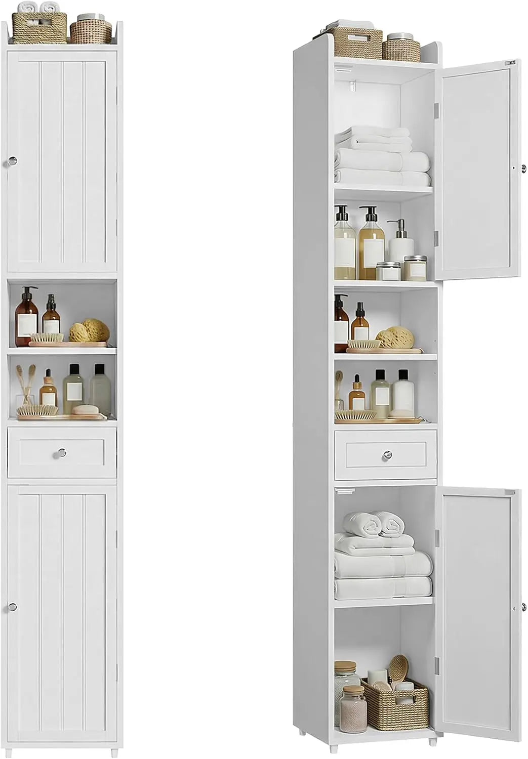 Xiuwo Narrow Freestanding Bathroom Storage Cabinet With Adjustable Shelves