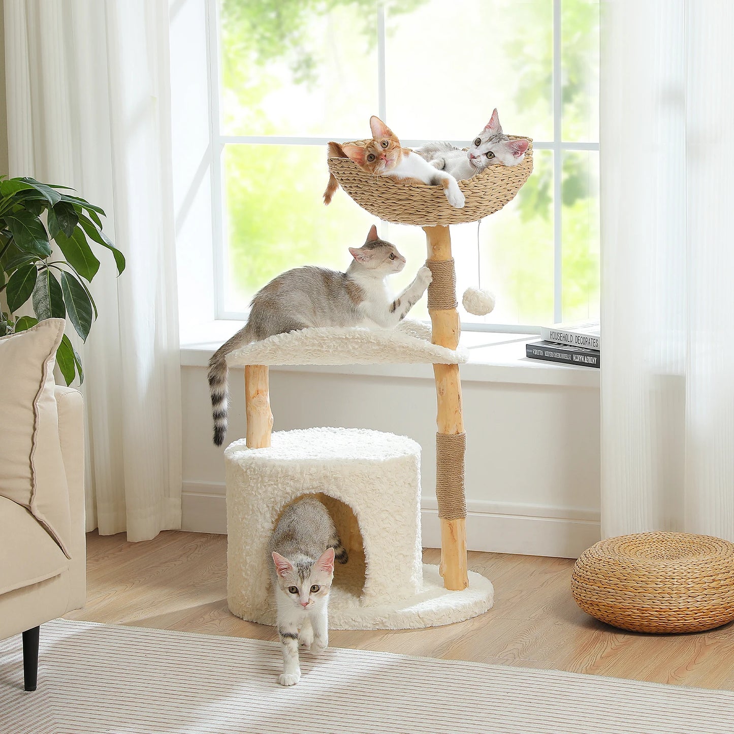 PAWZ Road Cat Tree Tower With Solid Wood Scratching Posts
