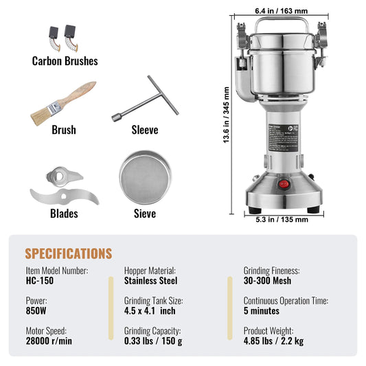 SucceBuy Electric Grain Mill Grinder 150-2500g For Dry Herbs