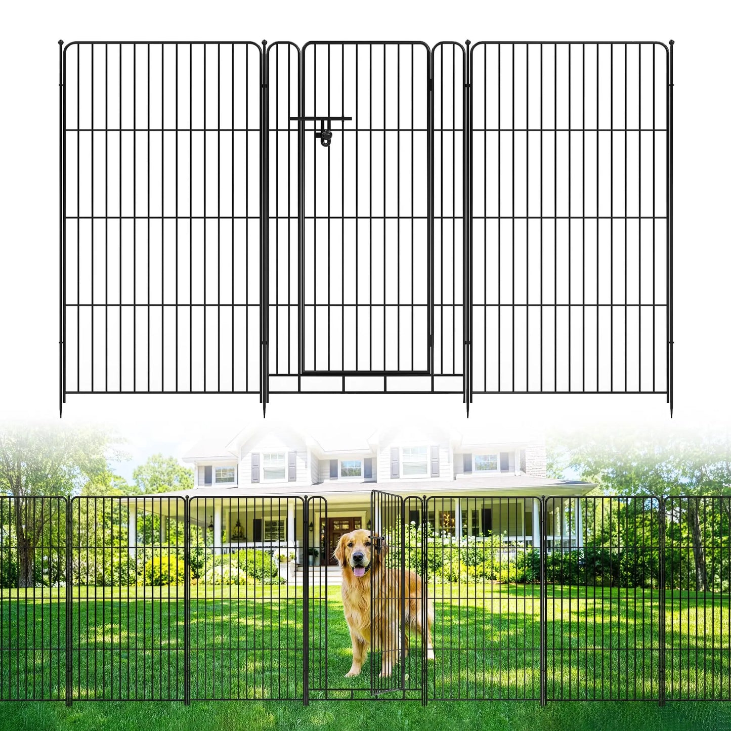 HiMISS 8 Pack Metal Garden Fence No Dig Outdoor Yard