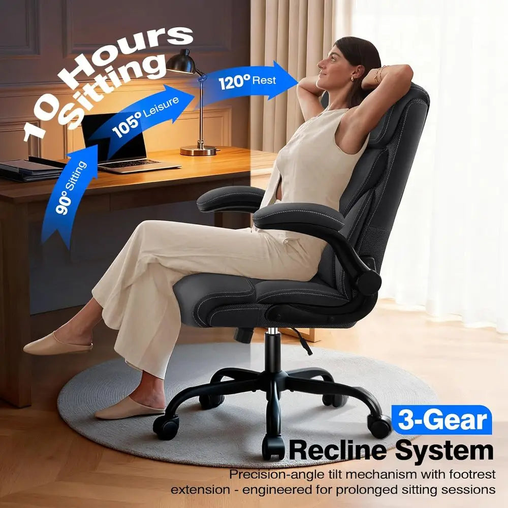 Office Chair Executive High Back Leather Desk Chair With Lumbar Support