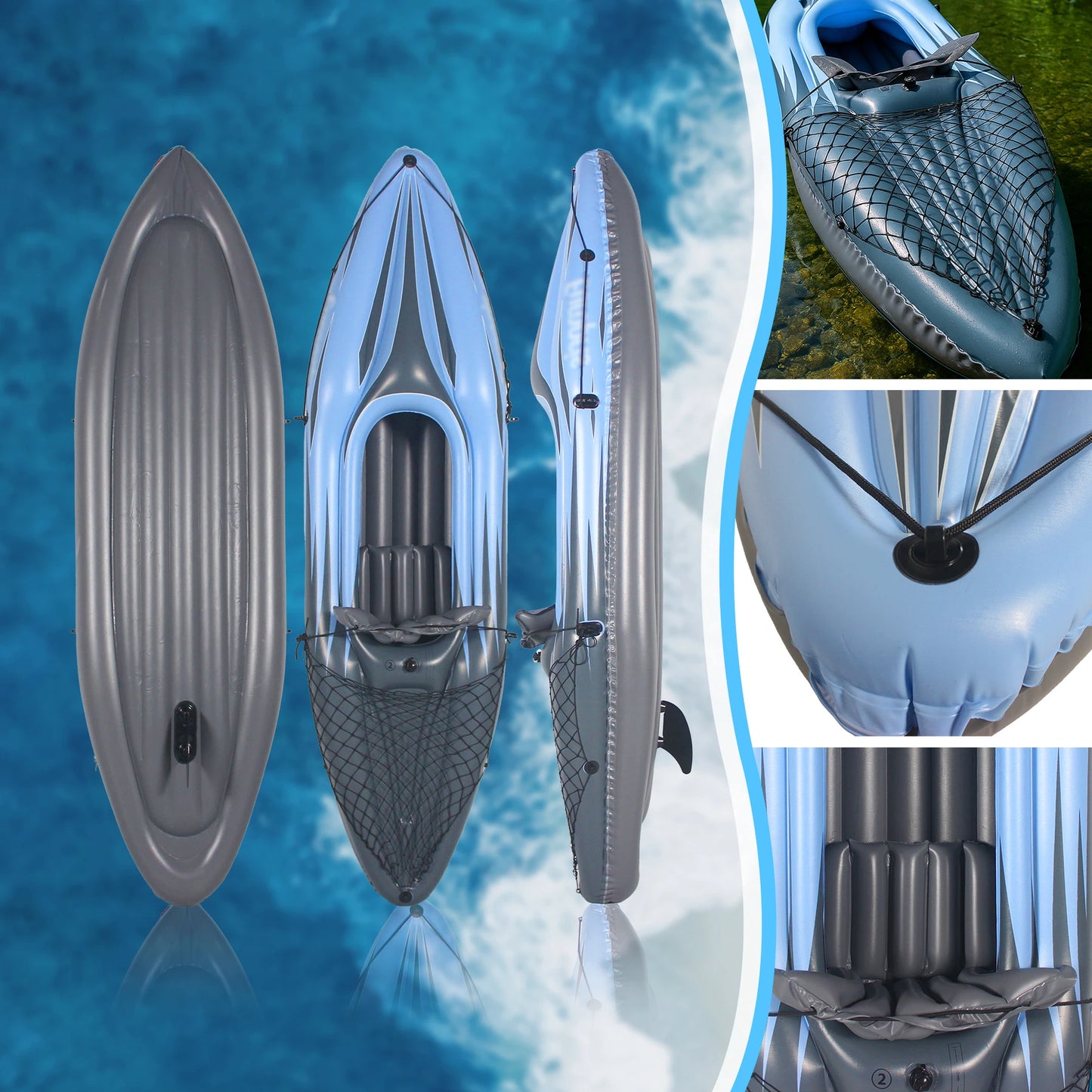 HHSJZWCY Inflatable One Person Kayak for Lakes and Rivers