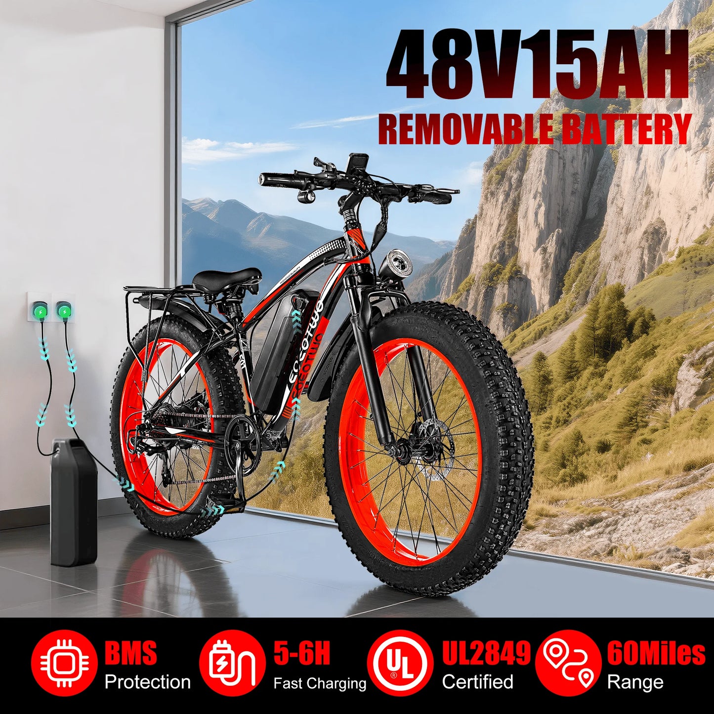 EOEOTWO 1500W Fat Tire Electric Mountain Bike For Adults