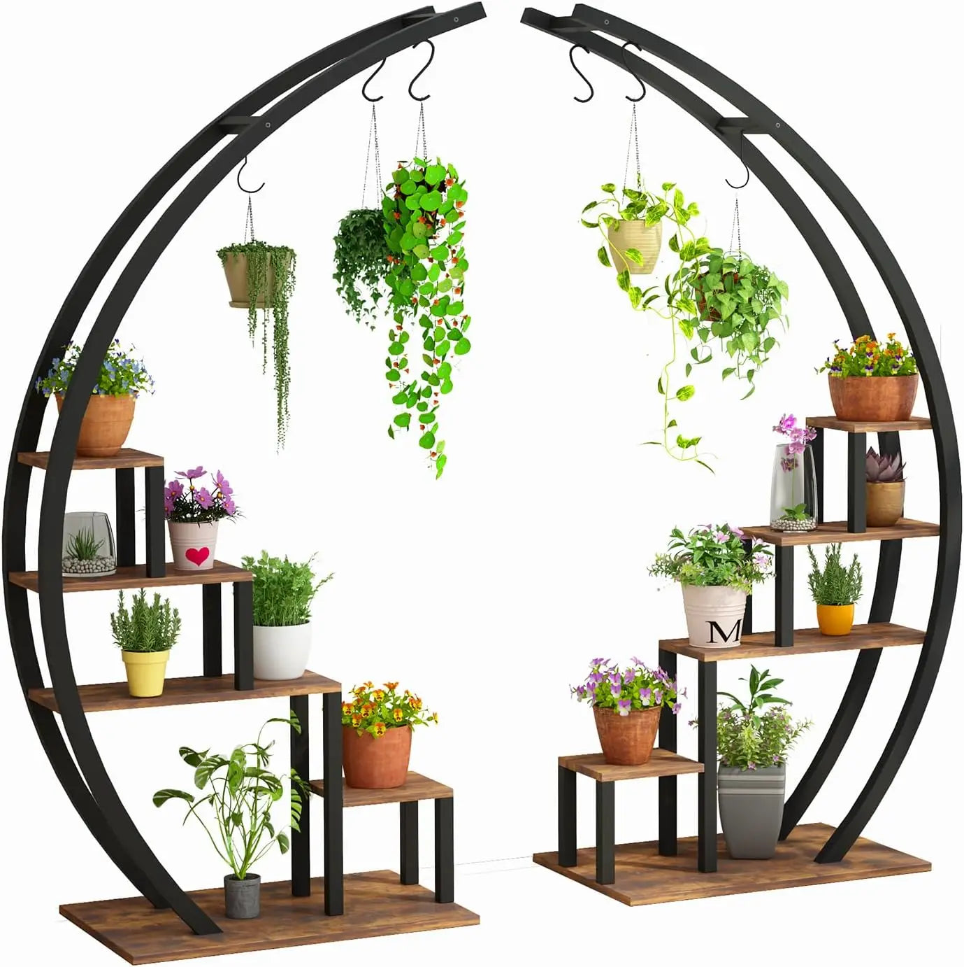 TWISTER.CK Indoor Half Moon Metal Plant Stand Shelf