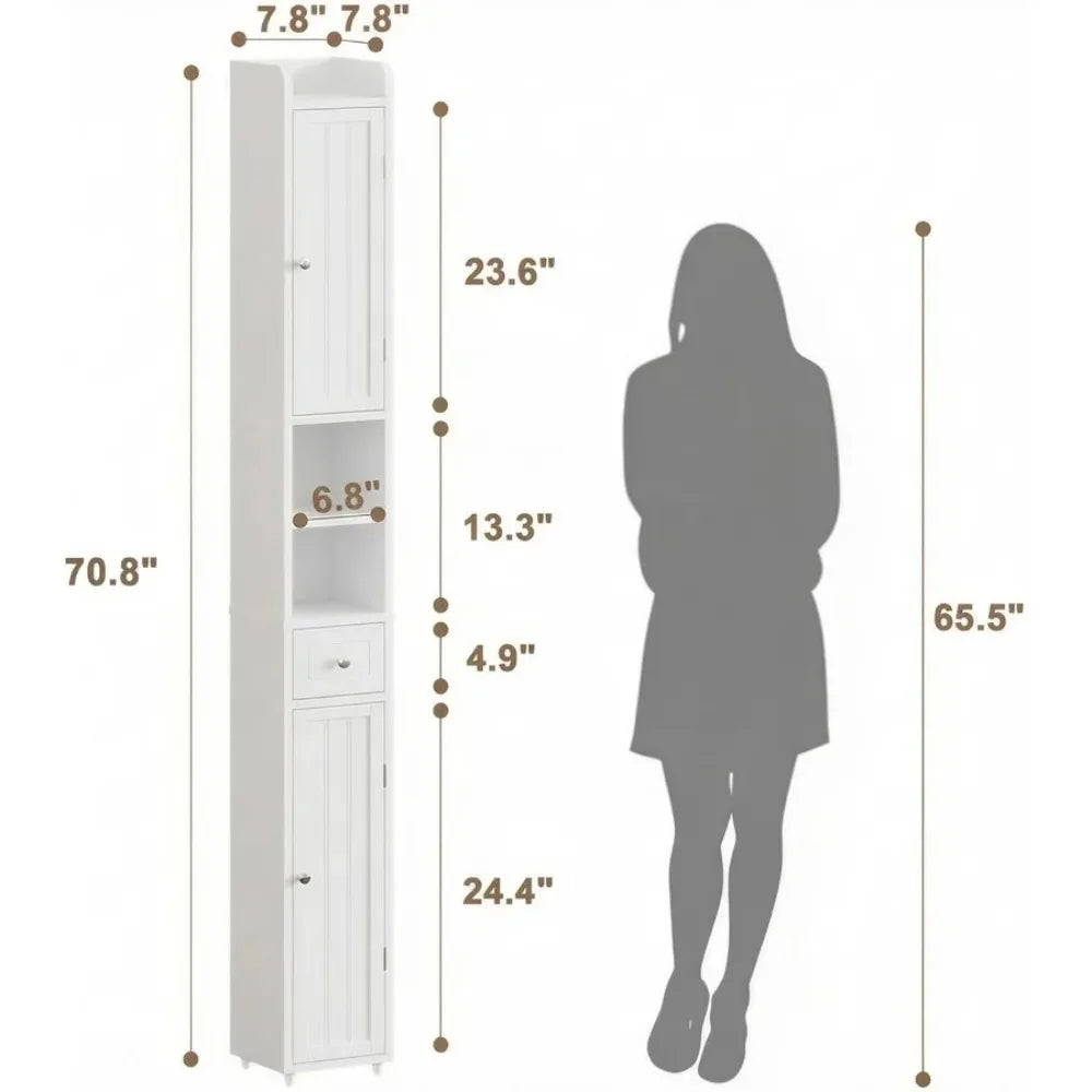 Xiuwo Narrow Freestanding Bathroom Storage Cabinet With Adjustable Shelves