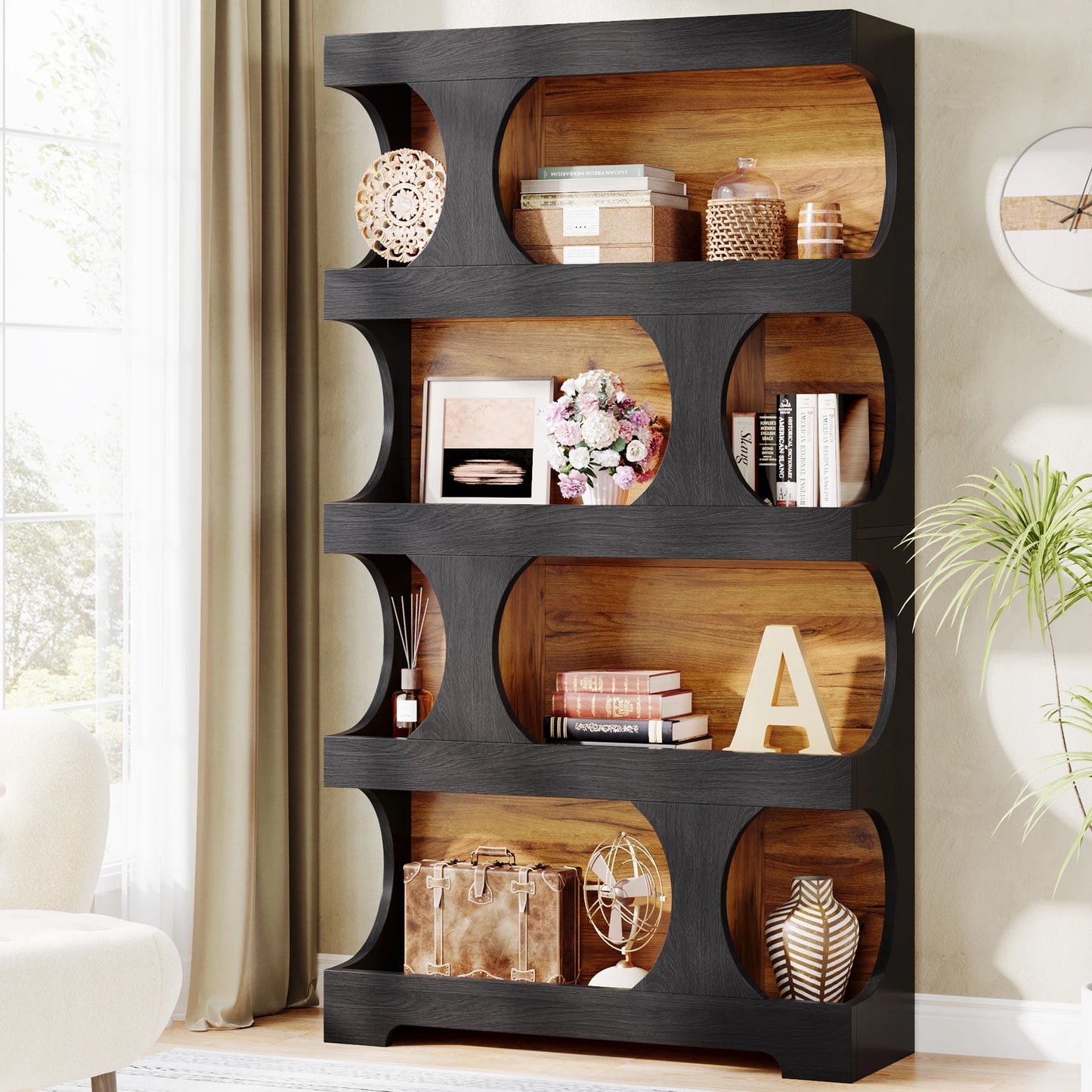 Tribesigns S Shaped 4-Tier Bookcase For Home Office Display