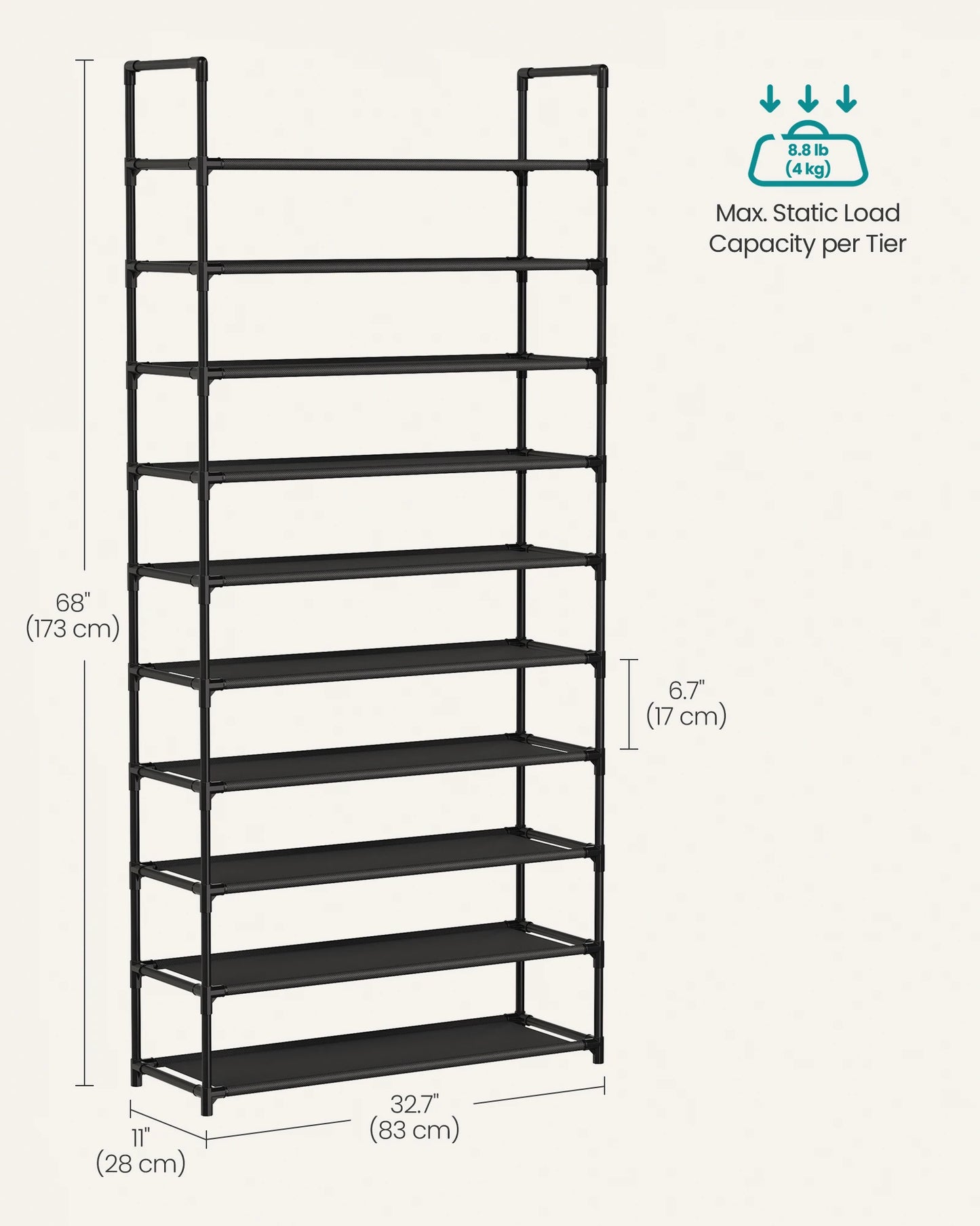 Songmics 10-Tier Shoe Rack Storage Organizer For Home