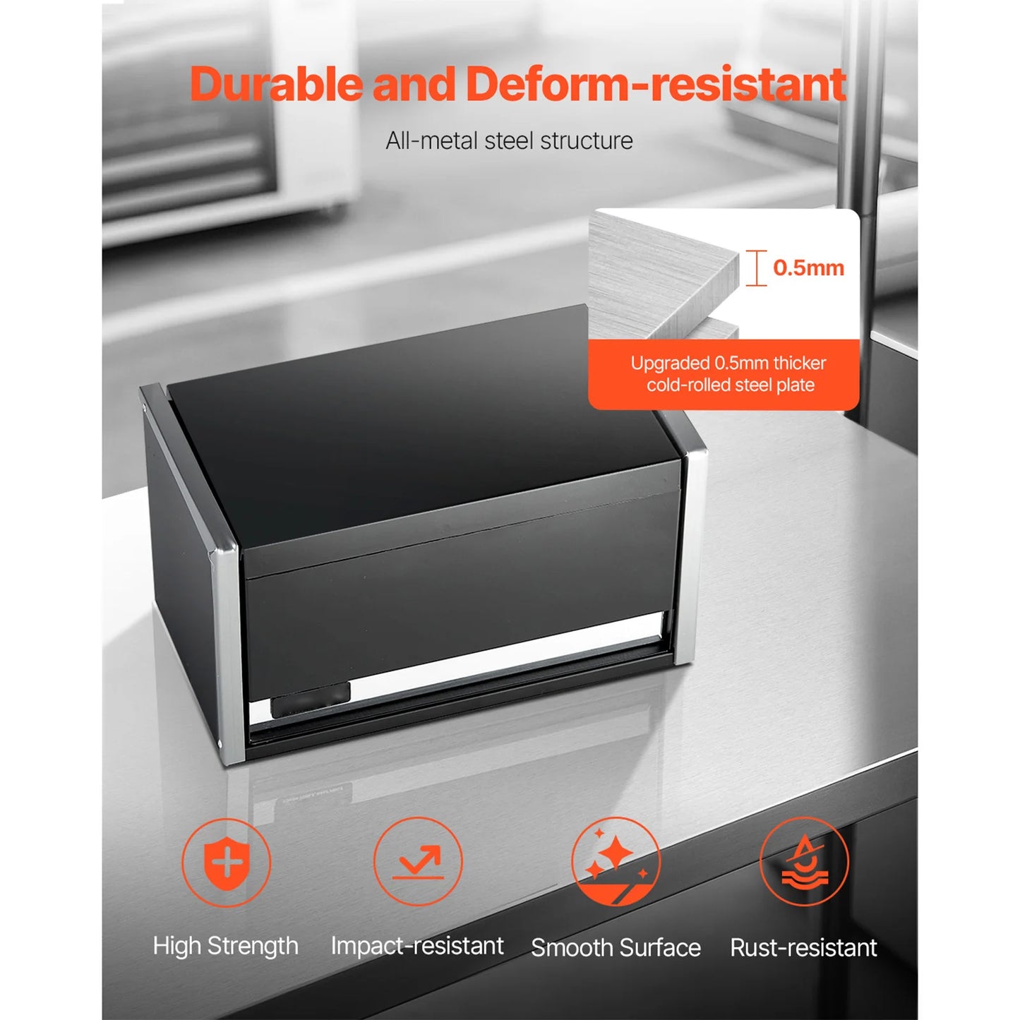 SucceBuy 3-Drawer Metal Tool Box With Ball Bearing Powder Coated