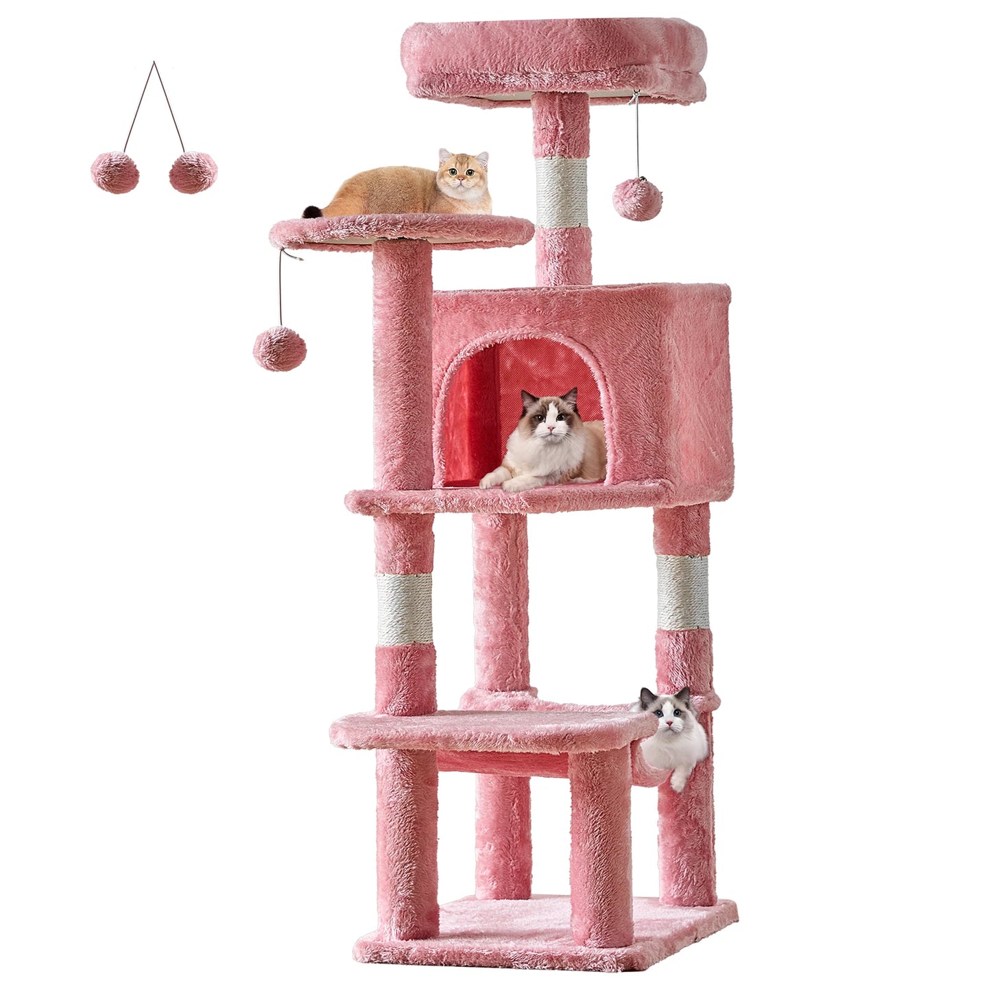 JHK 44 Inch Natural Sisal Tower For Multi Cat Indoor Pet Furniture