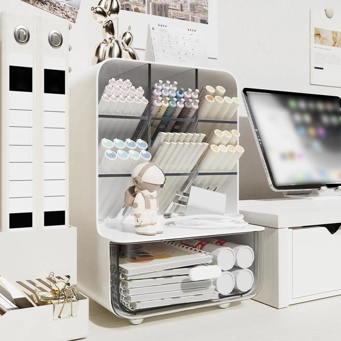 Oblique Pen Holder Desk Organizer, Large Capacity, Clear Design
