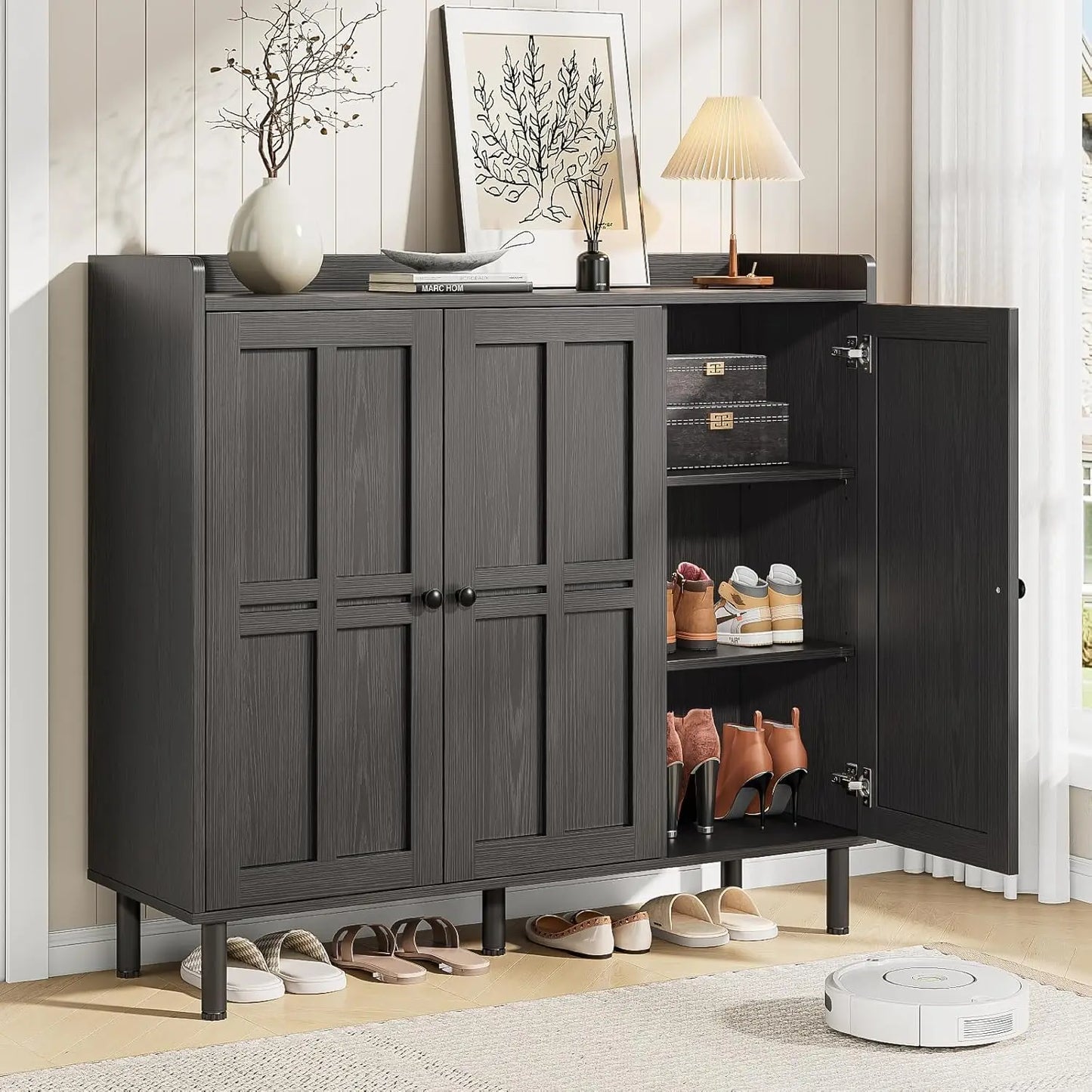 ONBRILL Modern Shoe Cabinet With 3 Doors, 30 Pair Storage