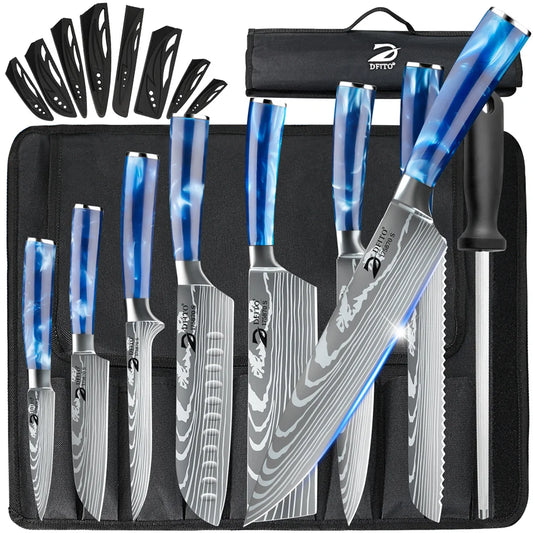 MDHAND Damascus Stainless Steel Kitchen Knife Set 8 Pieces