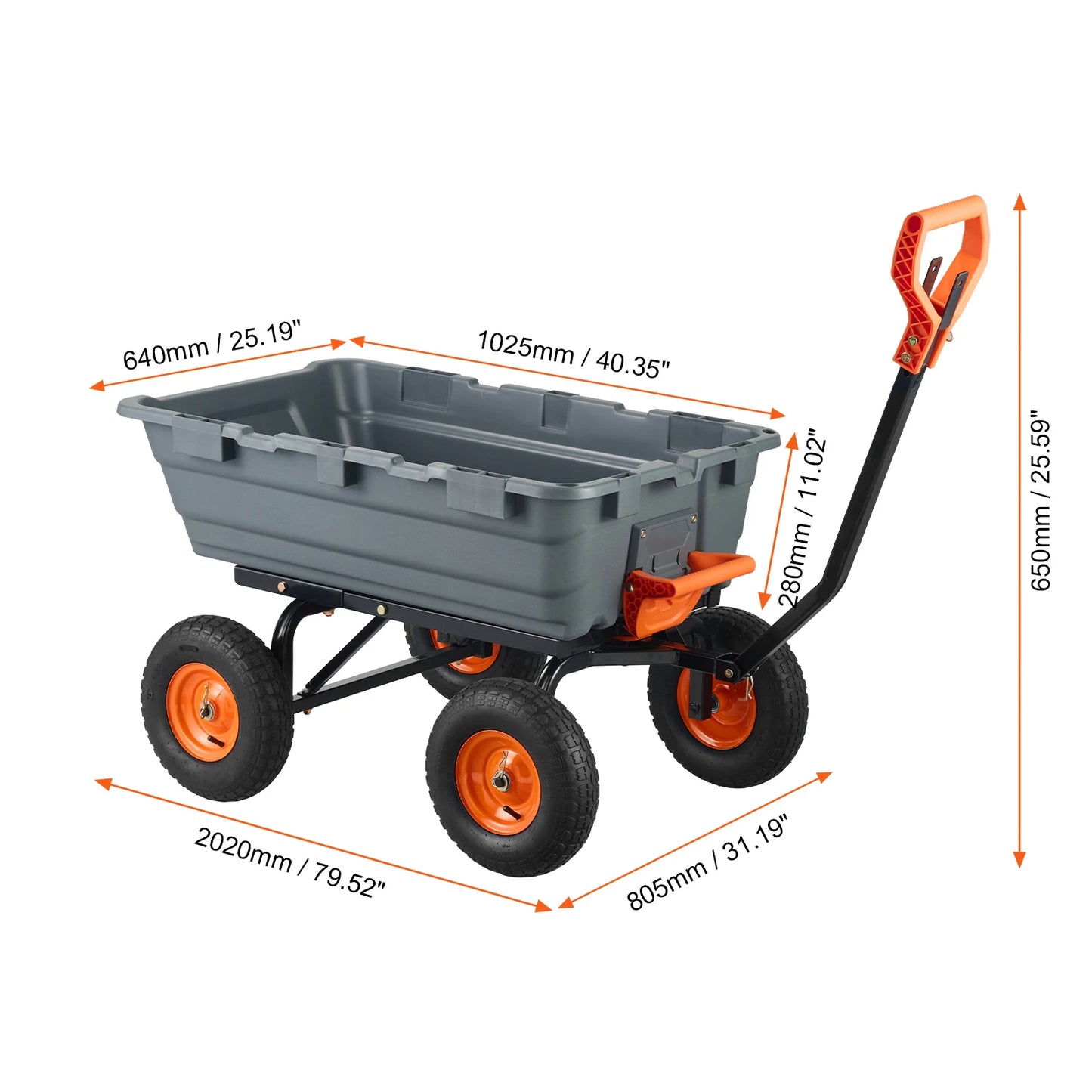 SucceBuy Dump Cart With 2 In 1 Handle For Transport