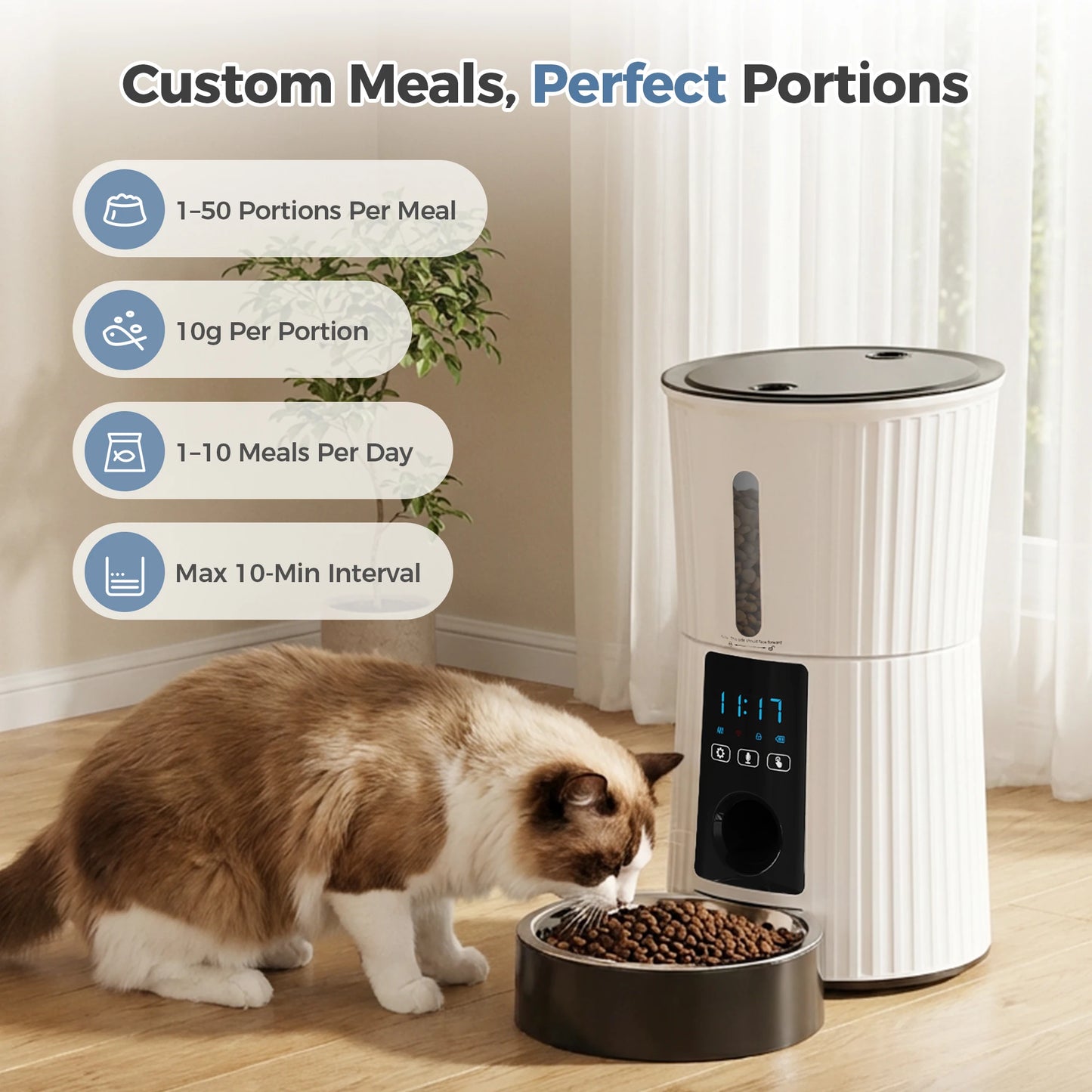 WiFi Automatic Cat Feeder With App Control Programmable