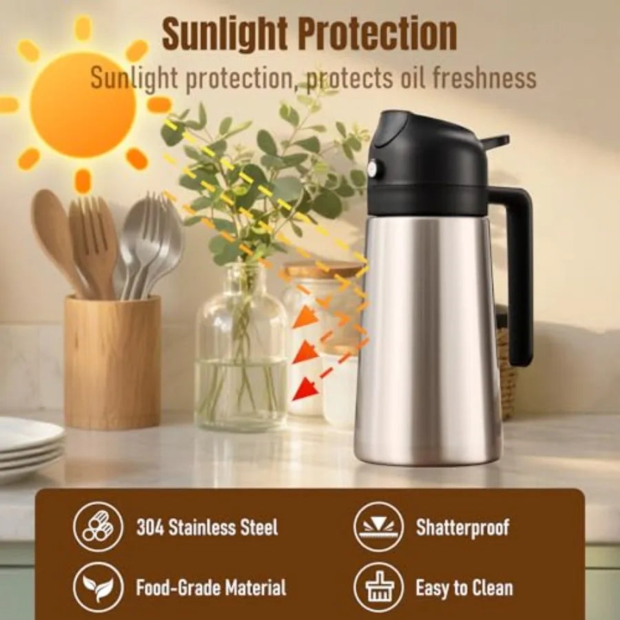 Olive Oil Dispenser And Sprayer Bottle With Ceramic Sprayed Interior