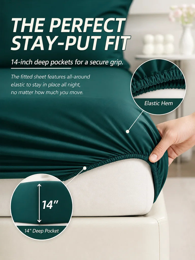 easYum 7-Piece Bedding Set With Comforter Flat Fitted Sheets Pillowcases