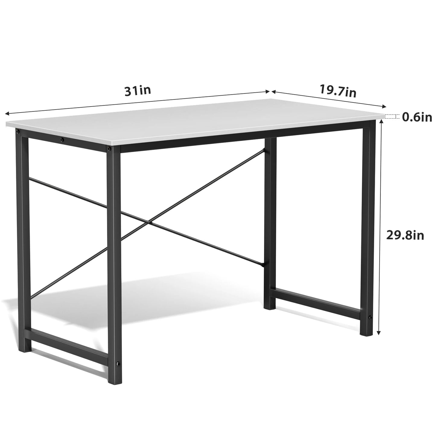 JHK Computer Desk Modern Wood Table With Metal Frame