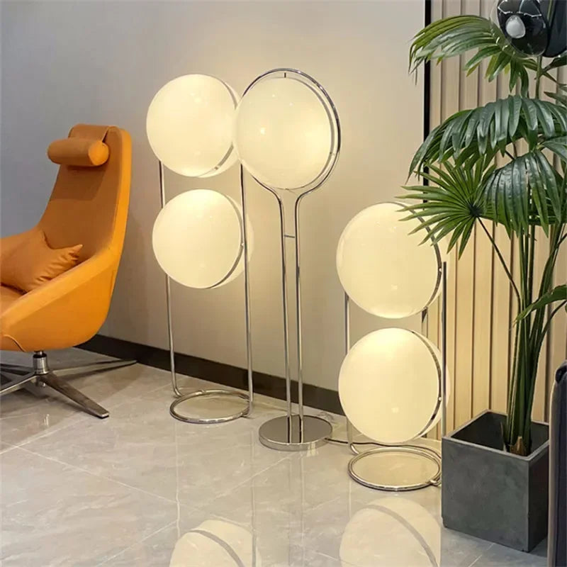 Taonuanshu Delord Floor Lamp Chrome Metal White Acrylic Ball
