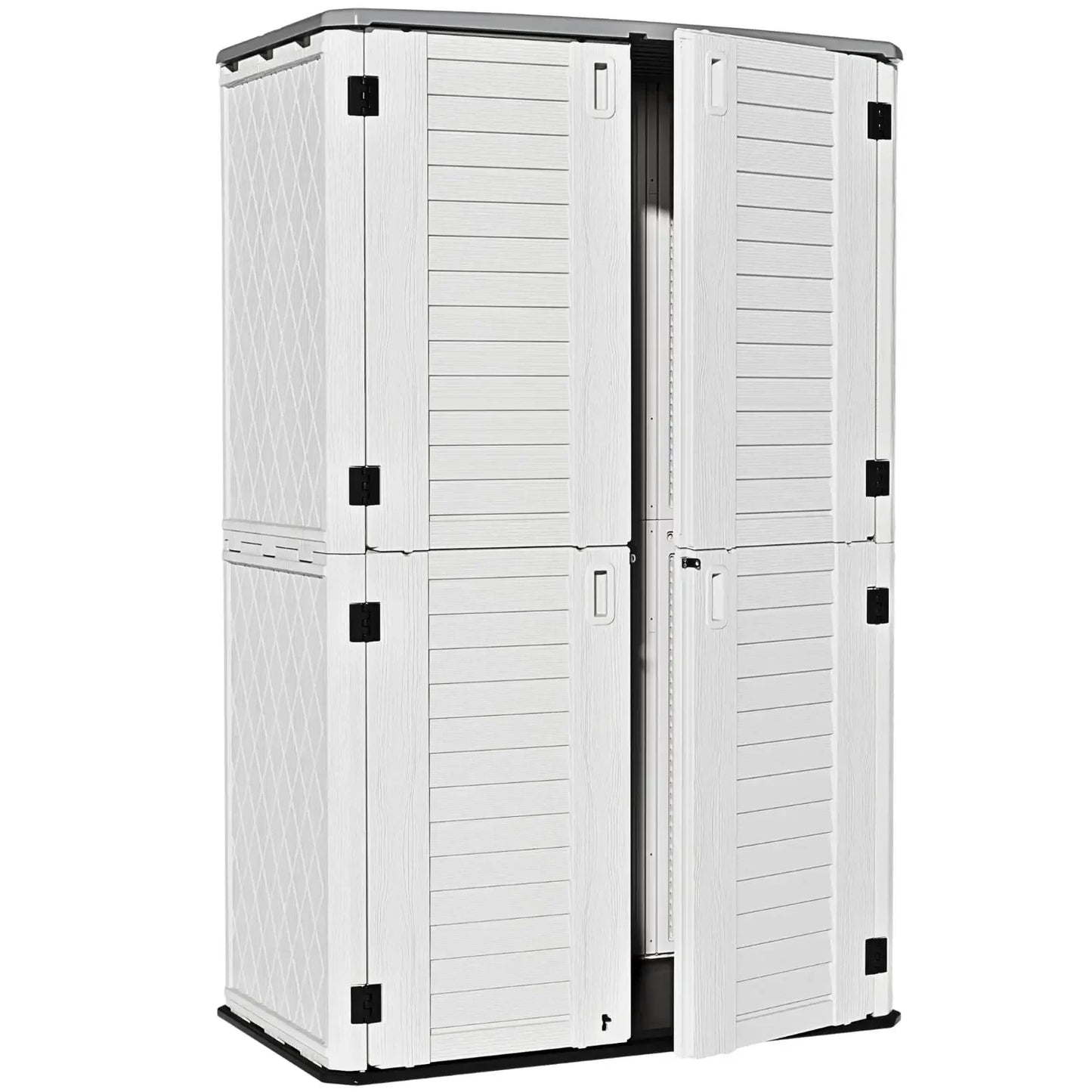ZZM Large Outdoor Storage Shed, 48 Cu Ft Resin Versatile Storage Cabinet for Patio Accessories, Trash Cans &Garden Tools,Durable