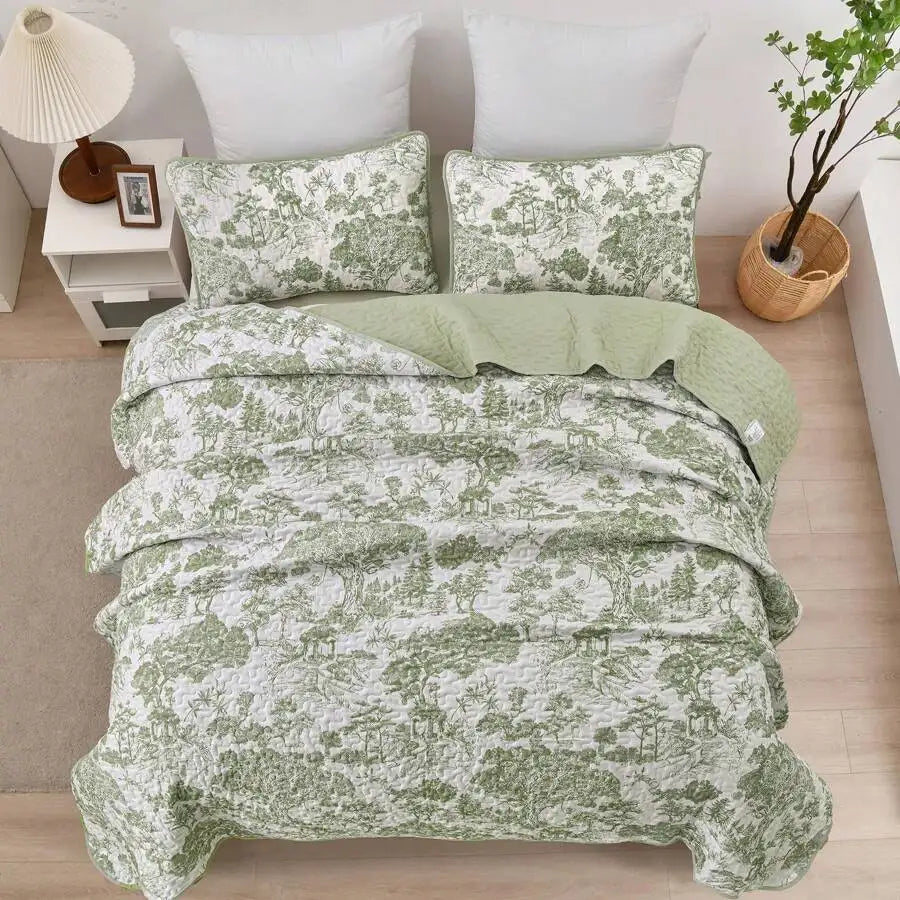 Yellow Paisley Quilt Set 3 Pieces Coverlet Bedding