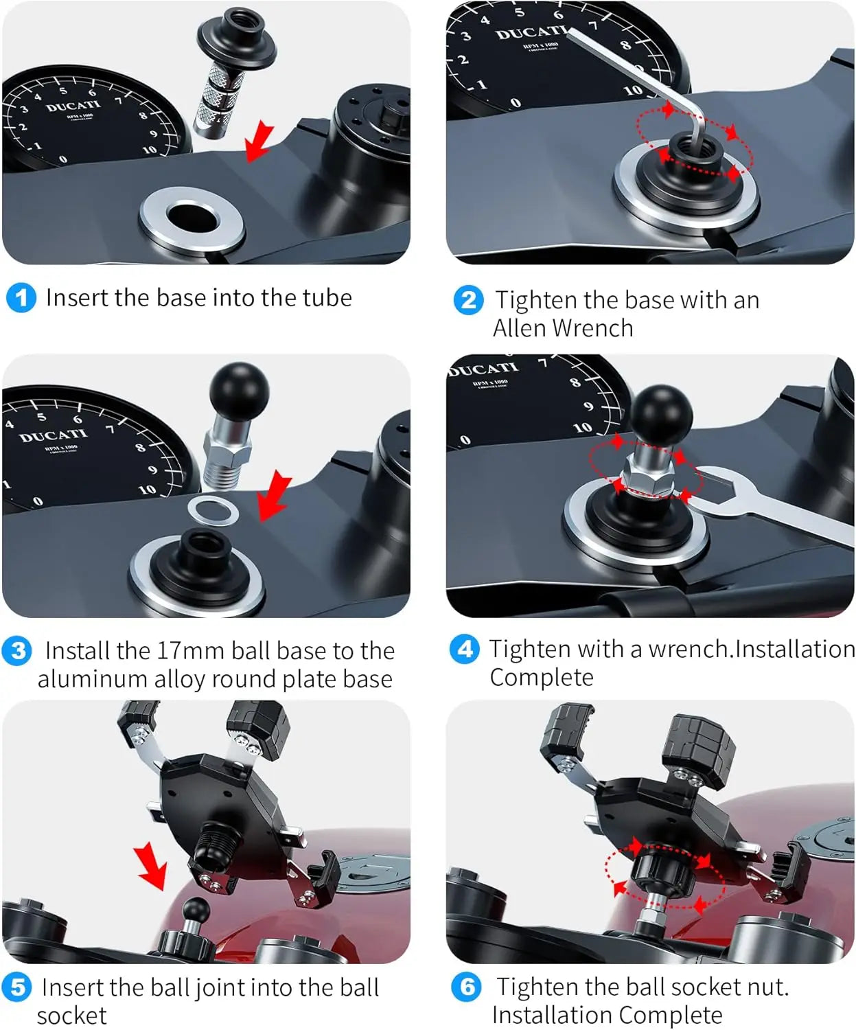 Motorcycle Fork Stem Phone Mount One Push Auto Lock Release