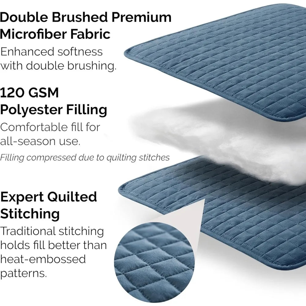 Lightweight Queen Quilt Bedding Set 100% Cotton Pet Resistant