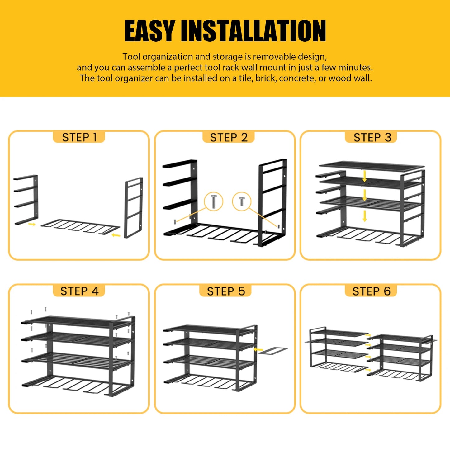 Power Tool Storage Rack 4 Tier Wall Mount Organizer
