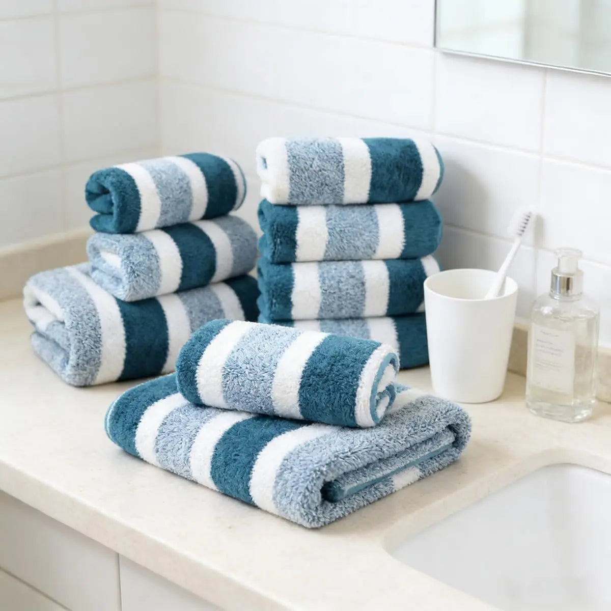 Luxury 18pc Quick Dry Coral Towel Set For Home