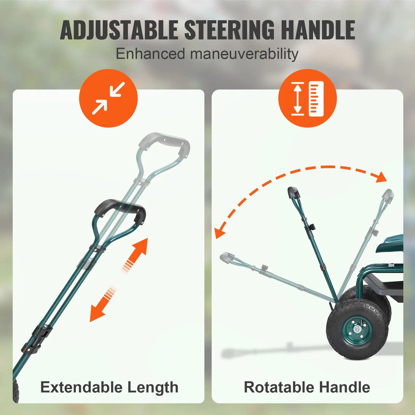 SucceBuy Garden Cart Rolling Workseat With Swivel Seat