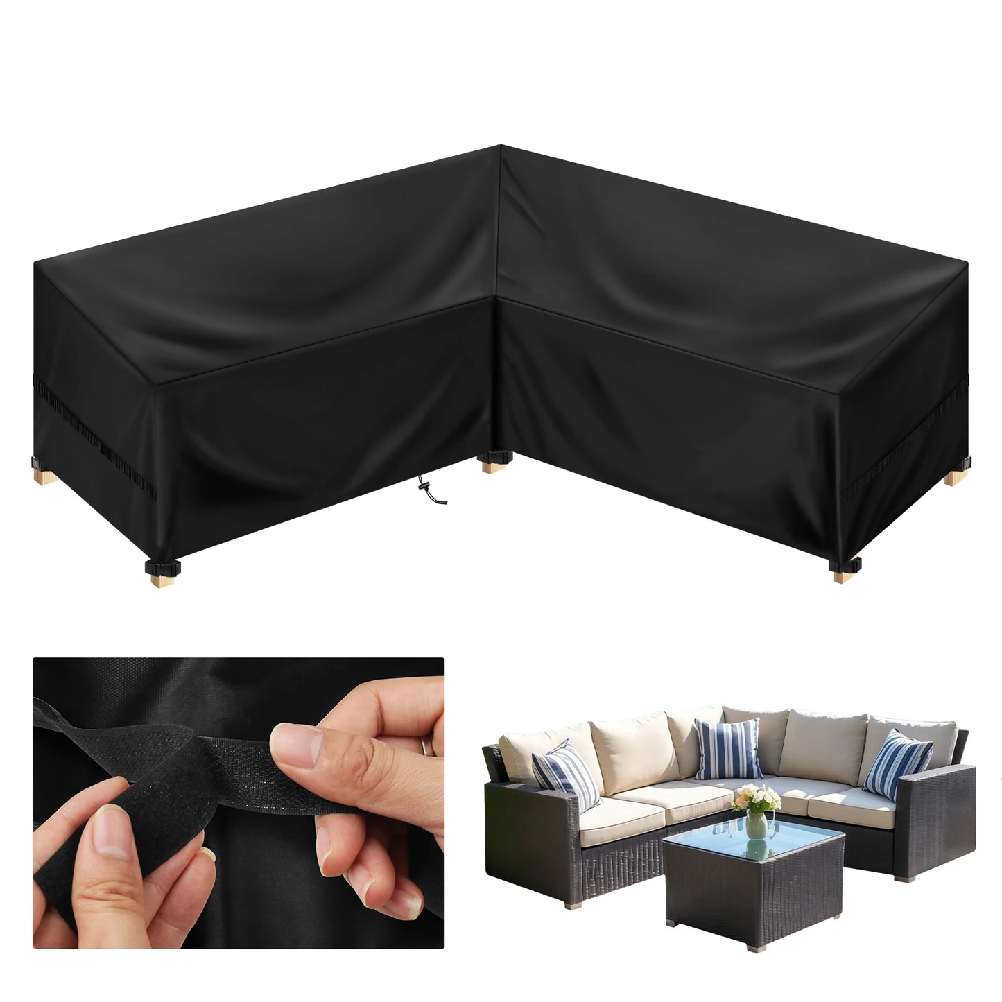 L Shape Outdoor Furniture Cover Waterproof Dustproof Mold Resistant