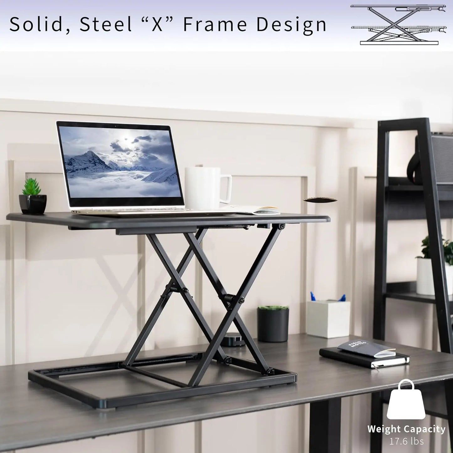Ultra Slim Single Top Height Adjustable Standing Desk Riser