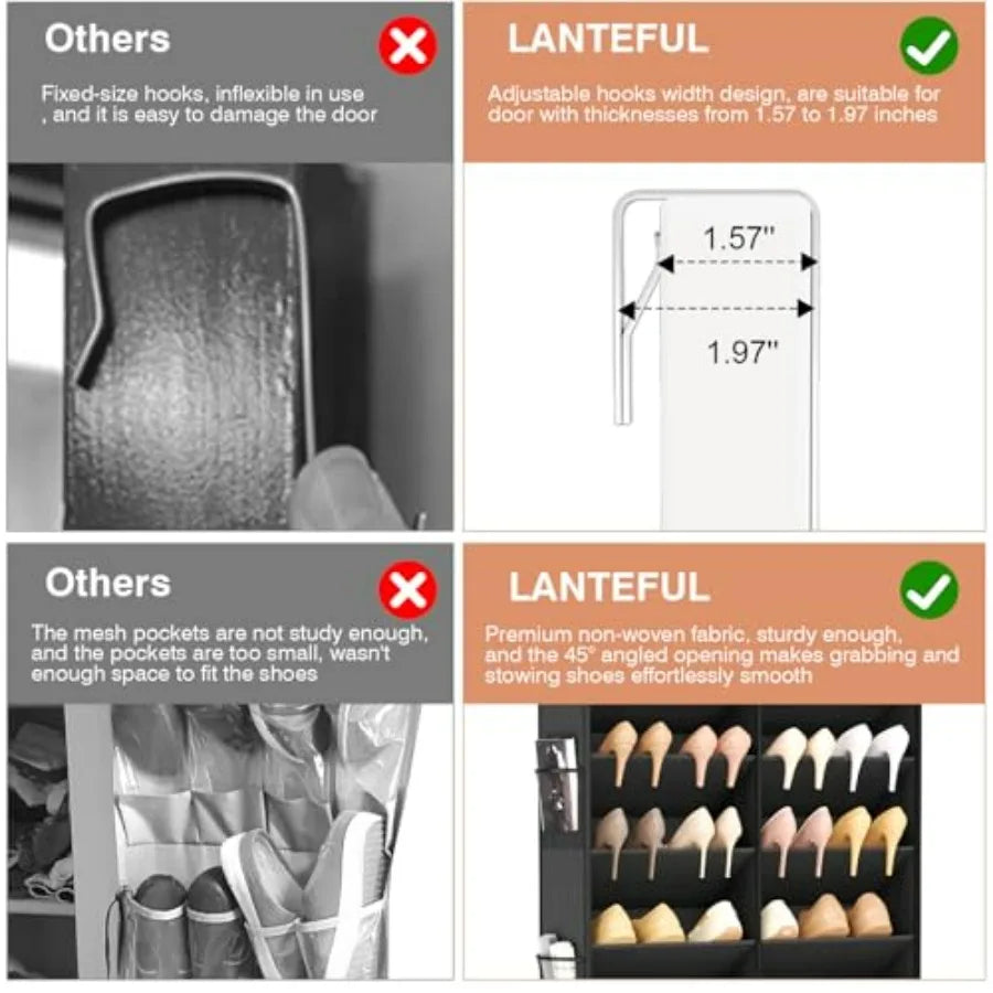 Over The Door Hanging Shoe Organizer For Closet Doors
